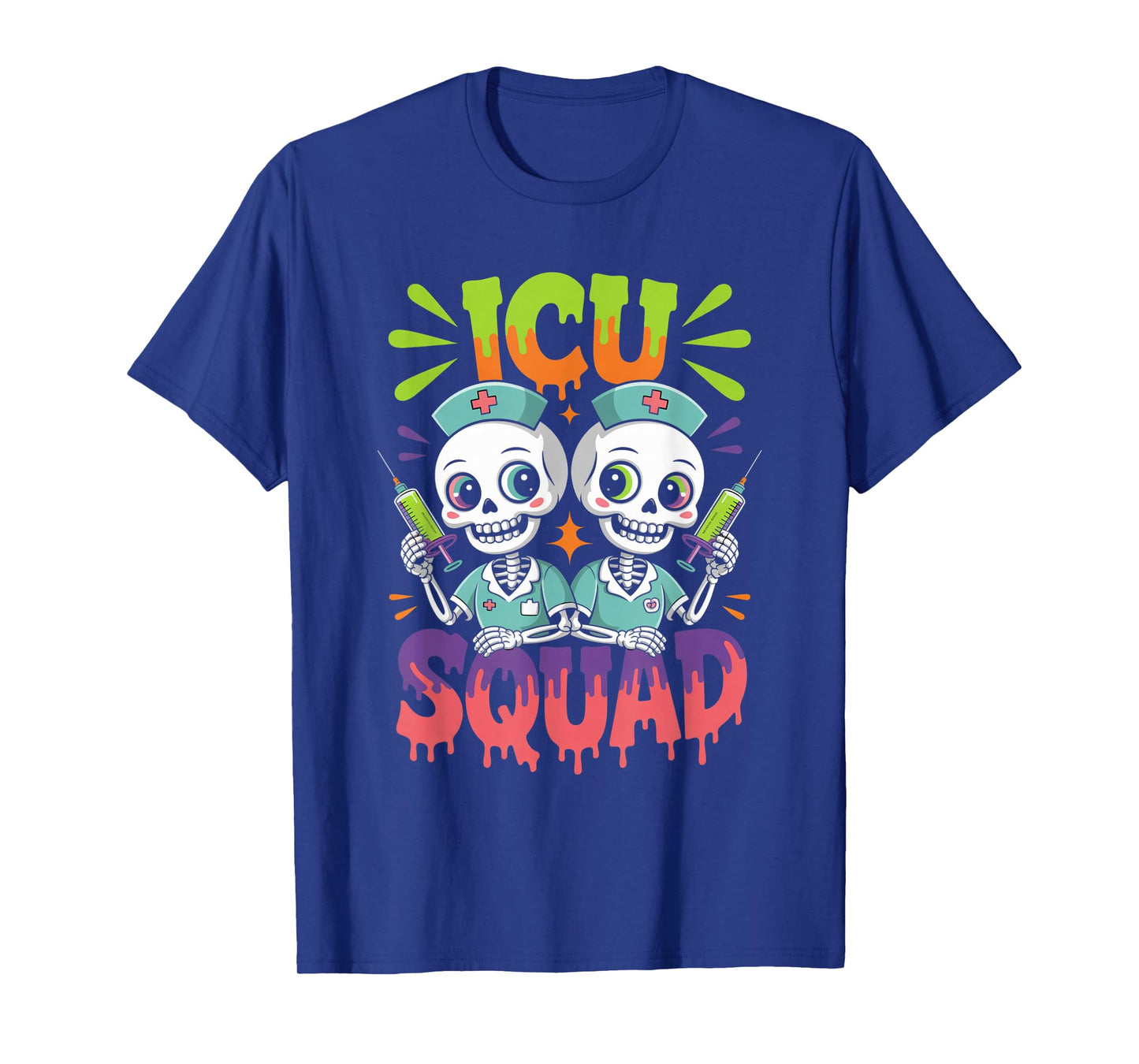 ICU Squad Skeleton Nurse Funny Halloween Costume T-Shirt