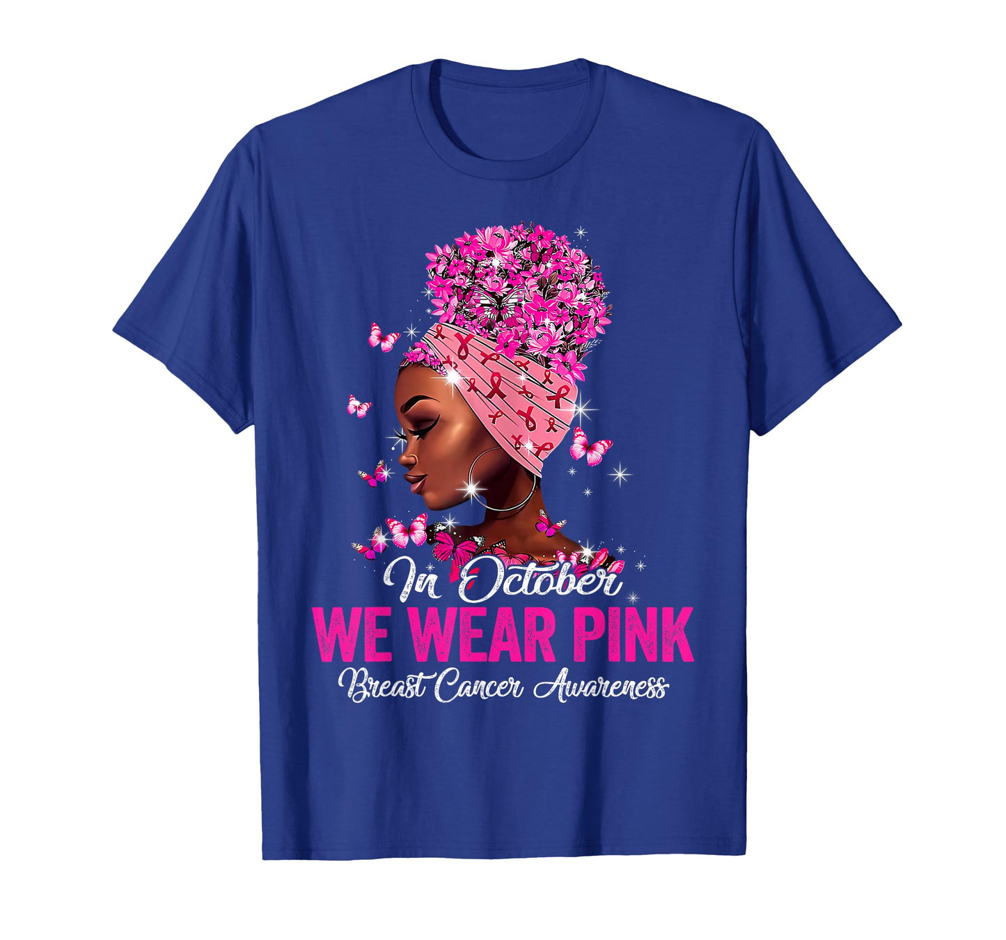 in October We Wear Pink Black Women Breast Cancer Awareness T-Shirt