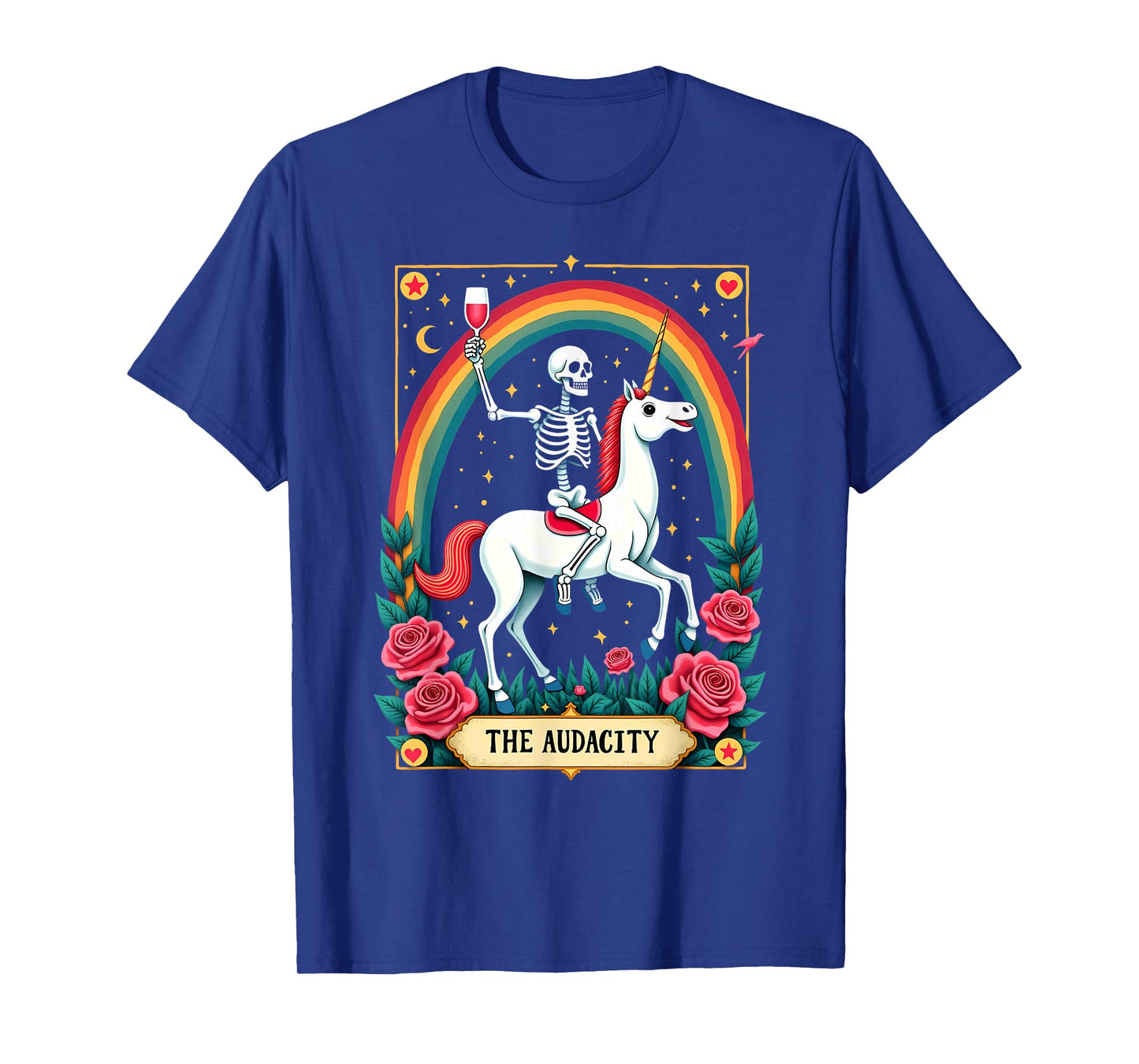 Gothic Skeleton Toasting The Audacity Unicorn T-Shirt