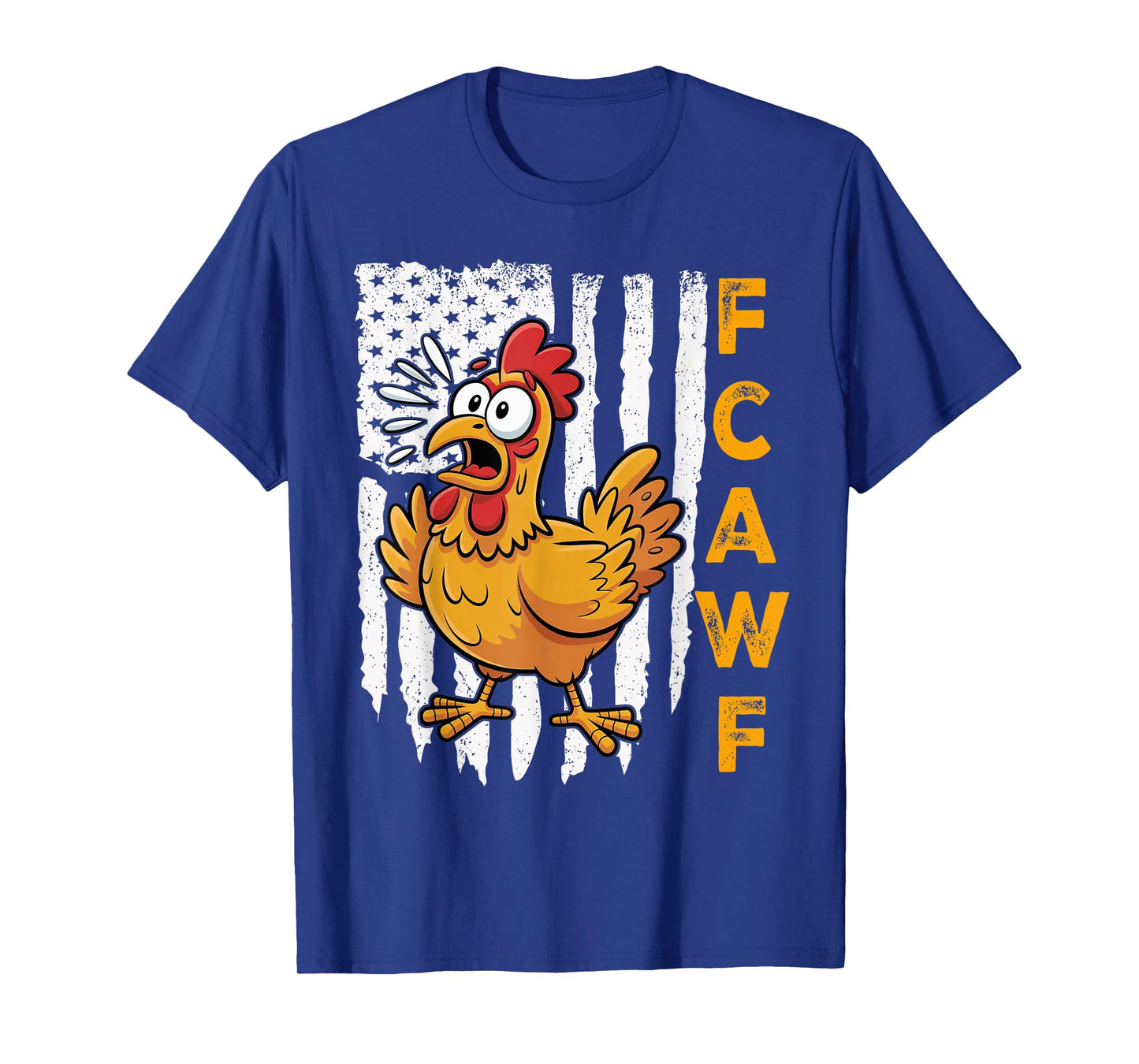 F-Caw-F Funny Chicken Humor F-Caw-F Rooster Vintage US Flag T-Shirt