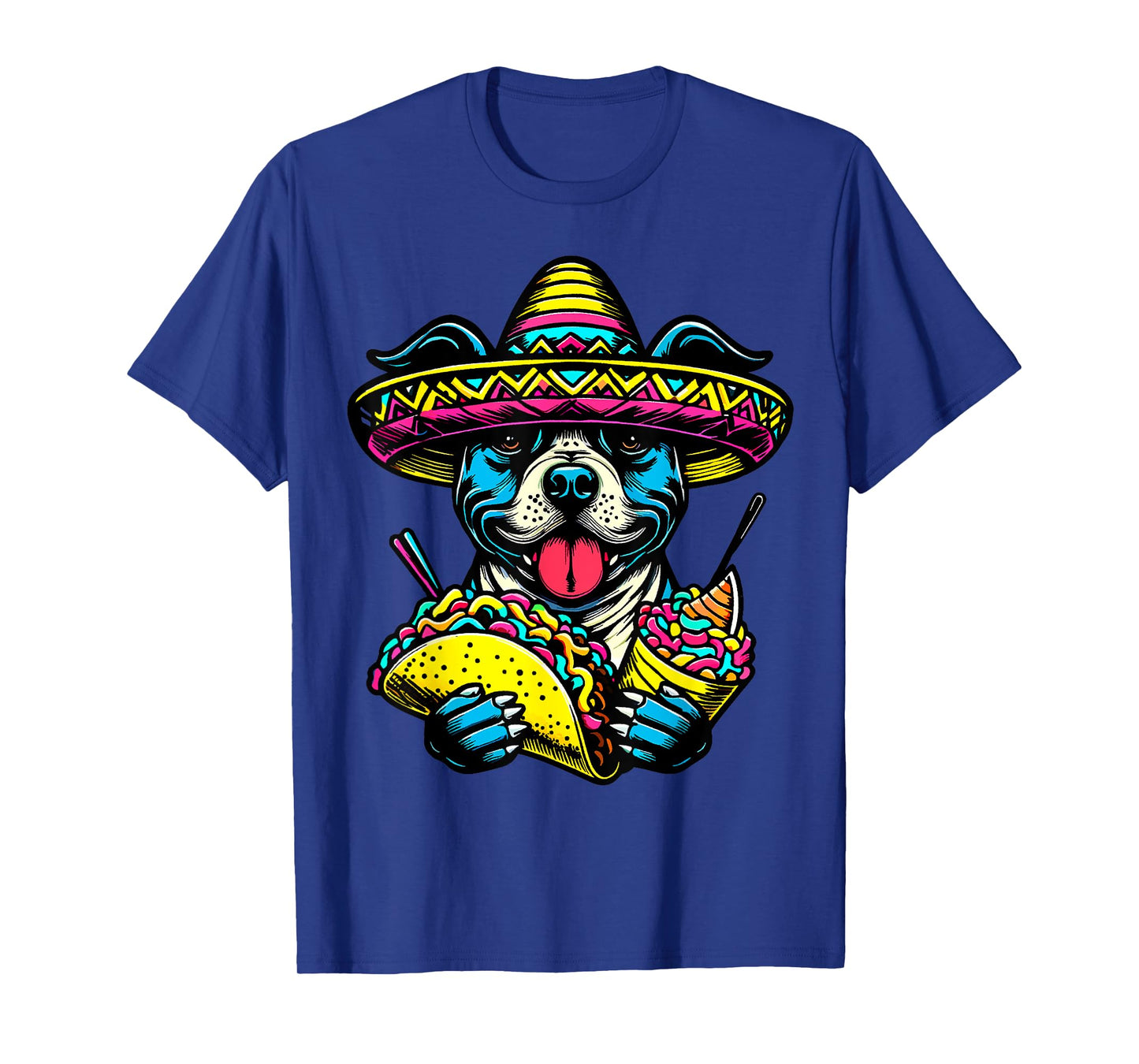 Let's Fiesta Dog Pitbull Cinco De Mayo tacos Sombrero Men Women Kids T-Shirt