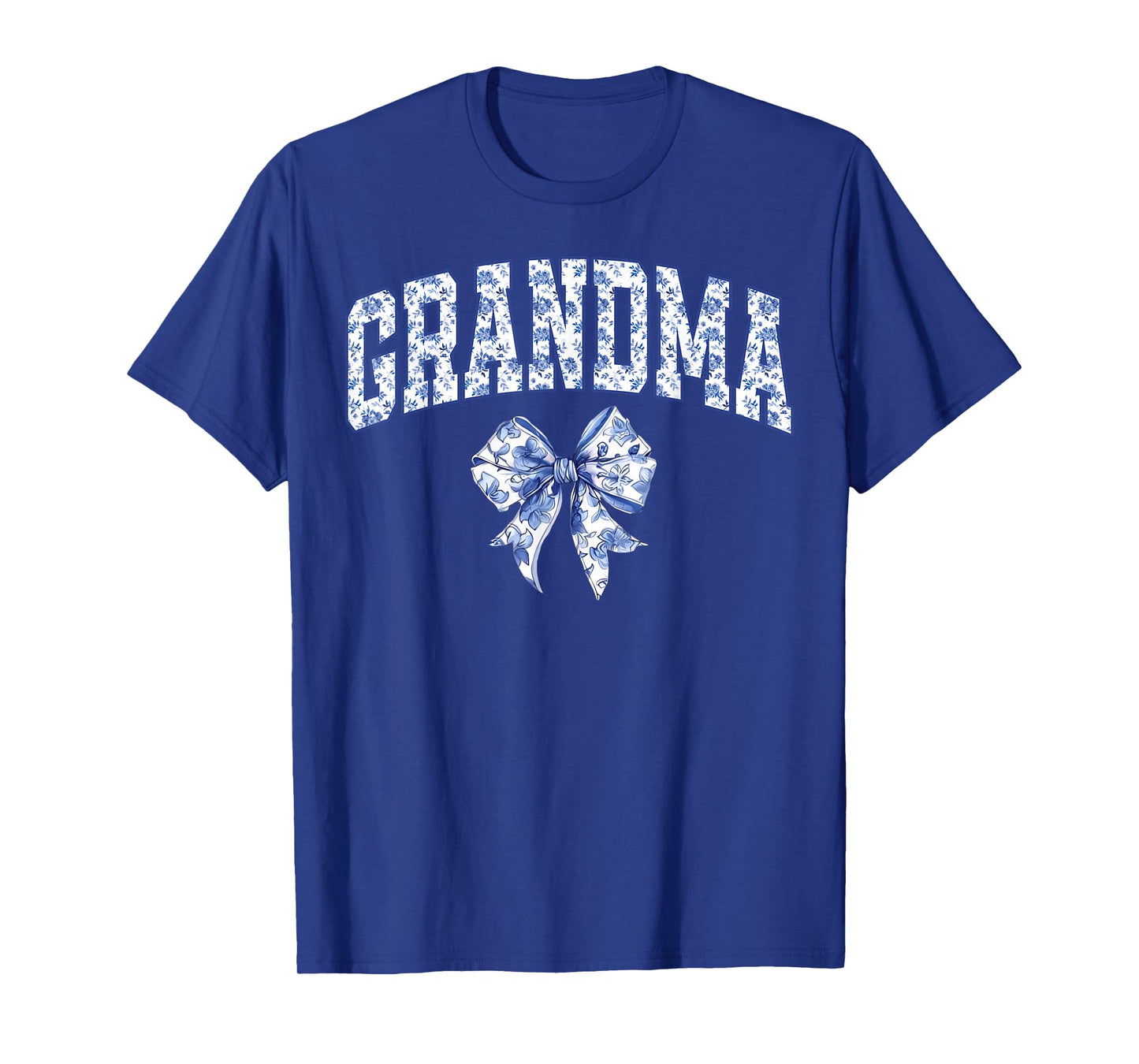 Grandma Coquette Toile Blue Bow Floral Family Matching T-Shirt