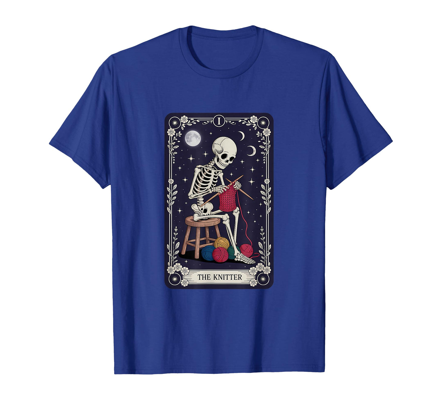 The Knitter Skeleton Tarot Design T-Shirt