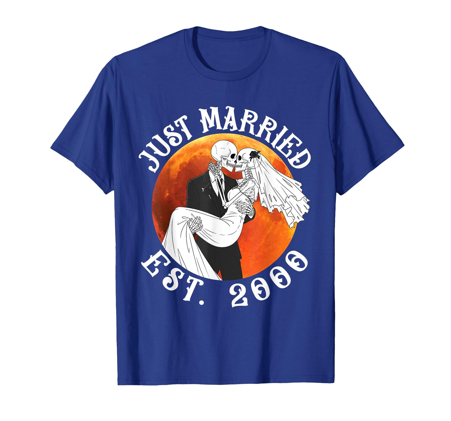 Just Married Skeleton Couple Est 2000 Halloween Husband Wife T-Shirt
