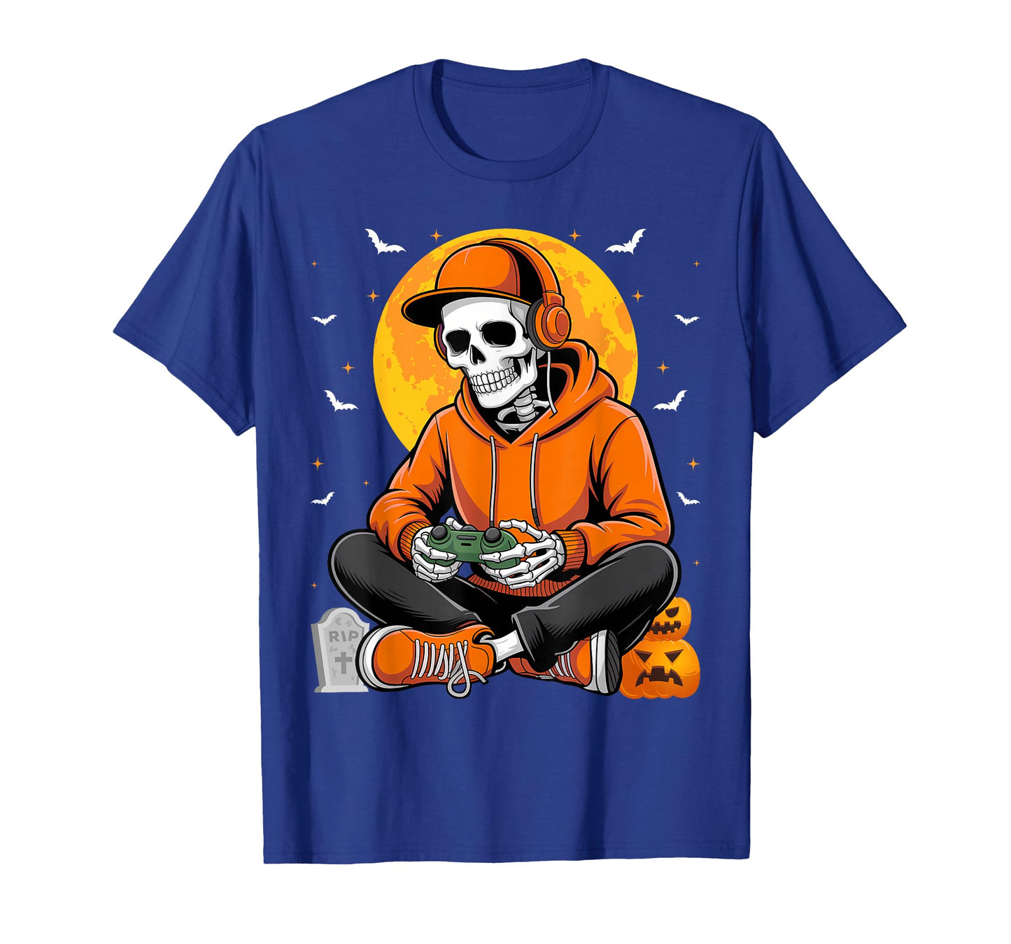 Halloween Skeleton Gamer Funny Video Gaming Boys T-Shirt