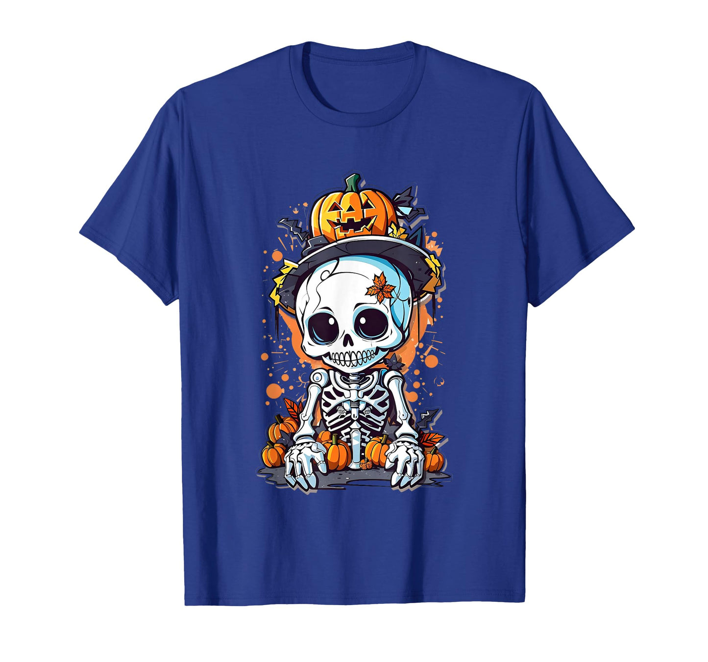 Cute Skeleton Pumpkin Halloween Spooky Fall Autumn Skull T-Shirt