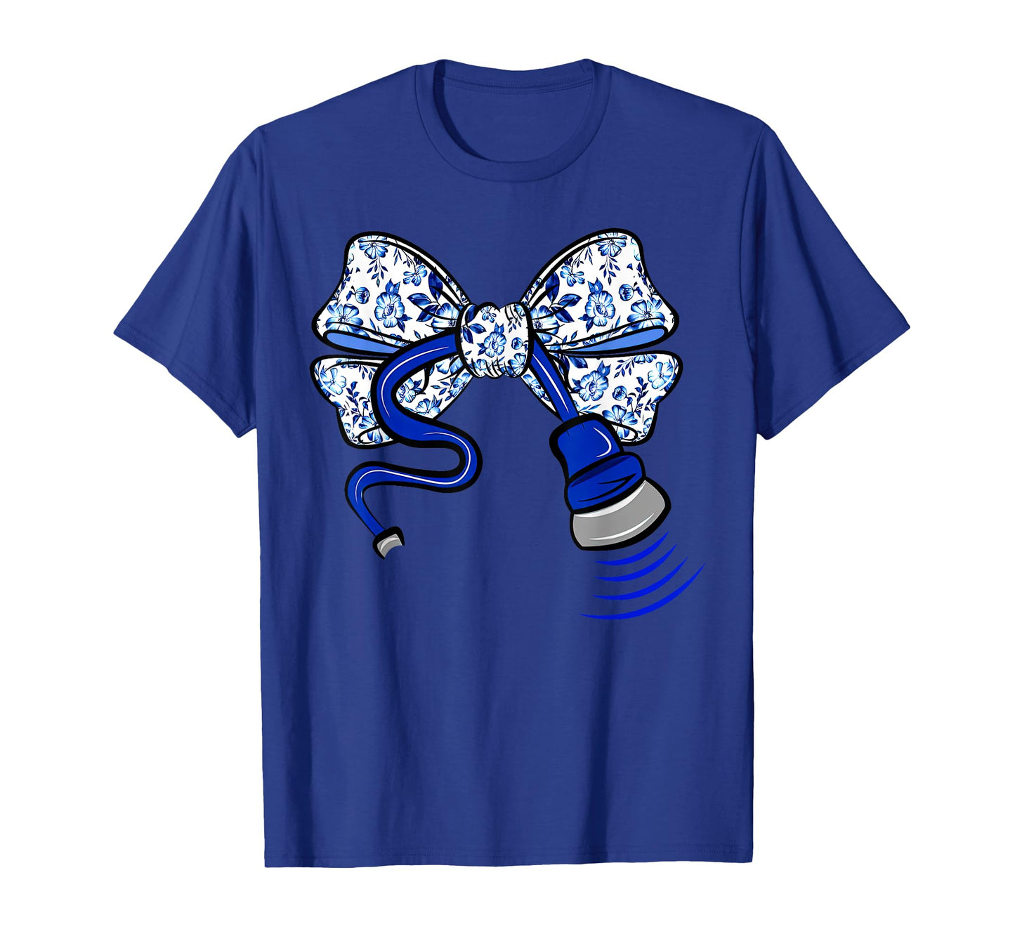 Blue Floral Coquette Bow Ultrasound Nurse Sonographer OBGYN T-Shirt