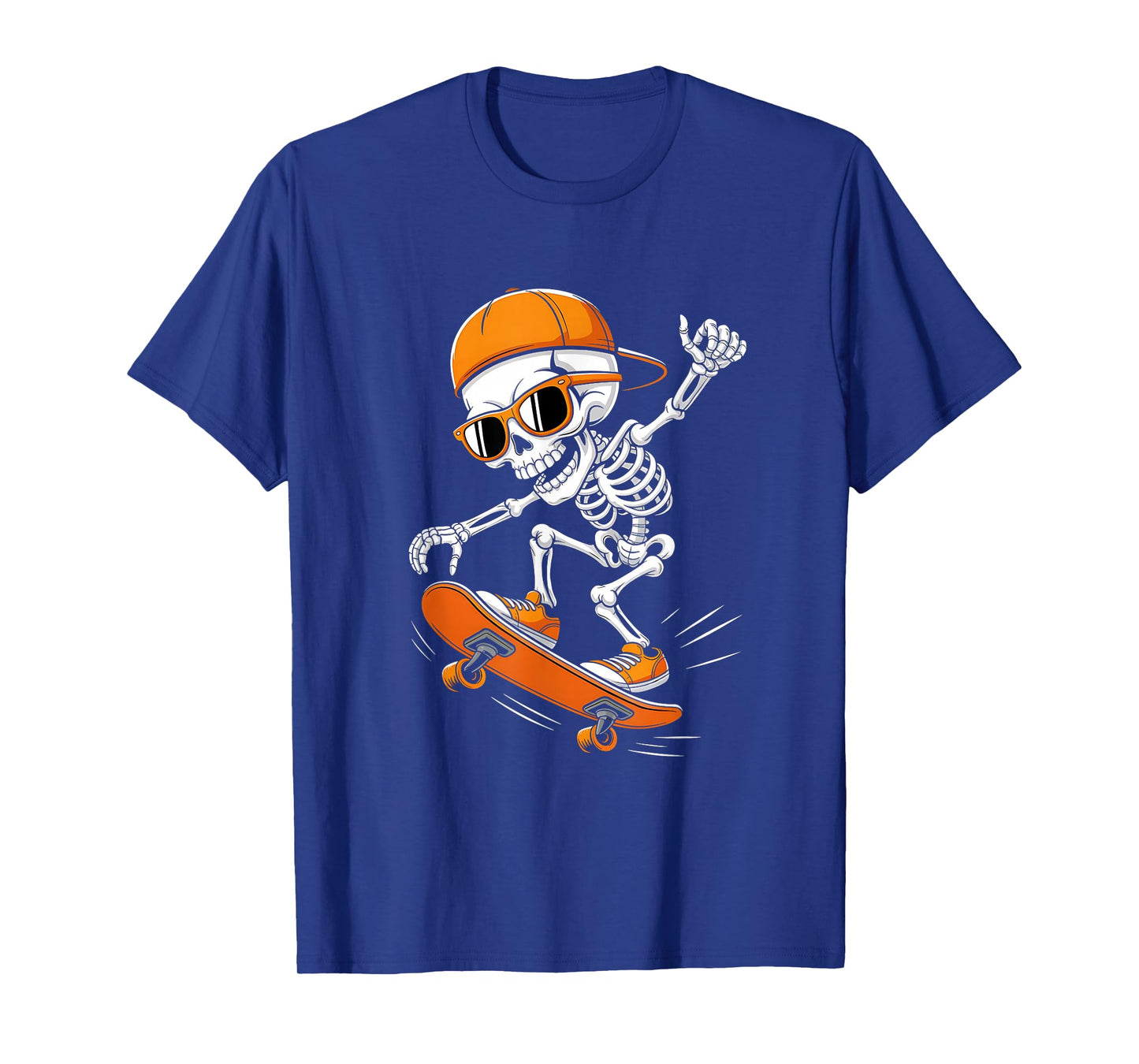 Halloween Skeleton Skateboard Funny Skateboarding Teens Boys T-Shirt