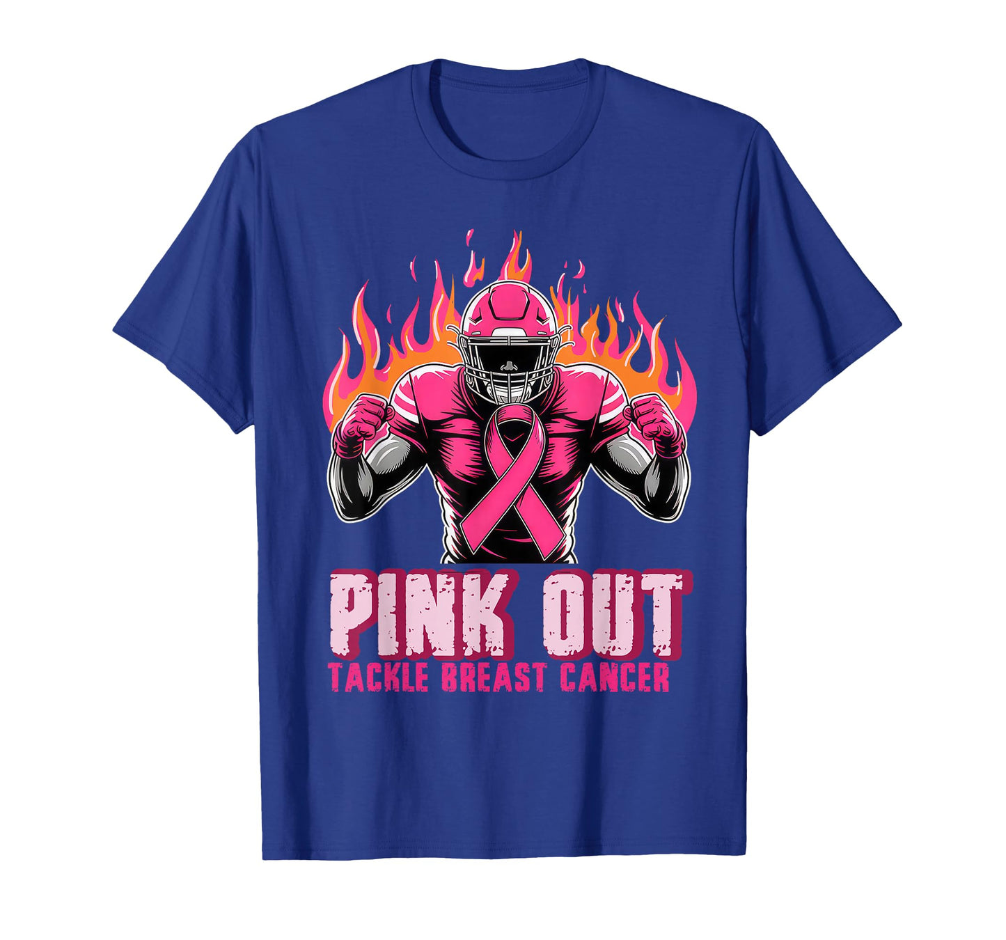 Football Pink Out Team Breast Cancer Awareness Month Men Boy T-Shirt
