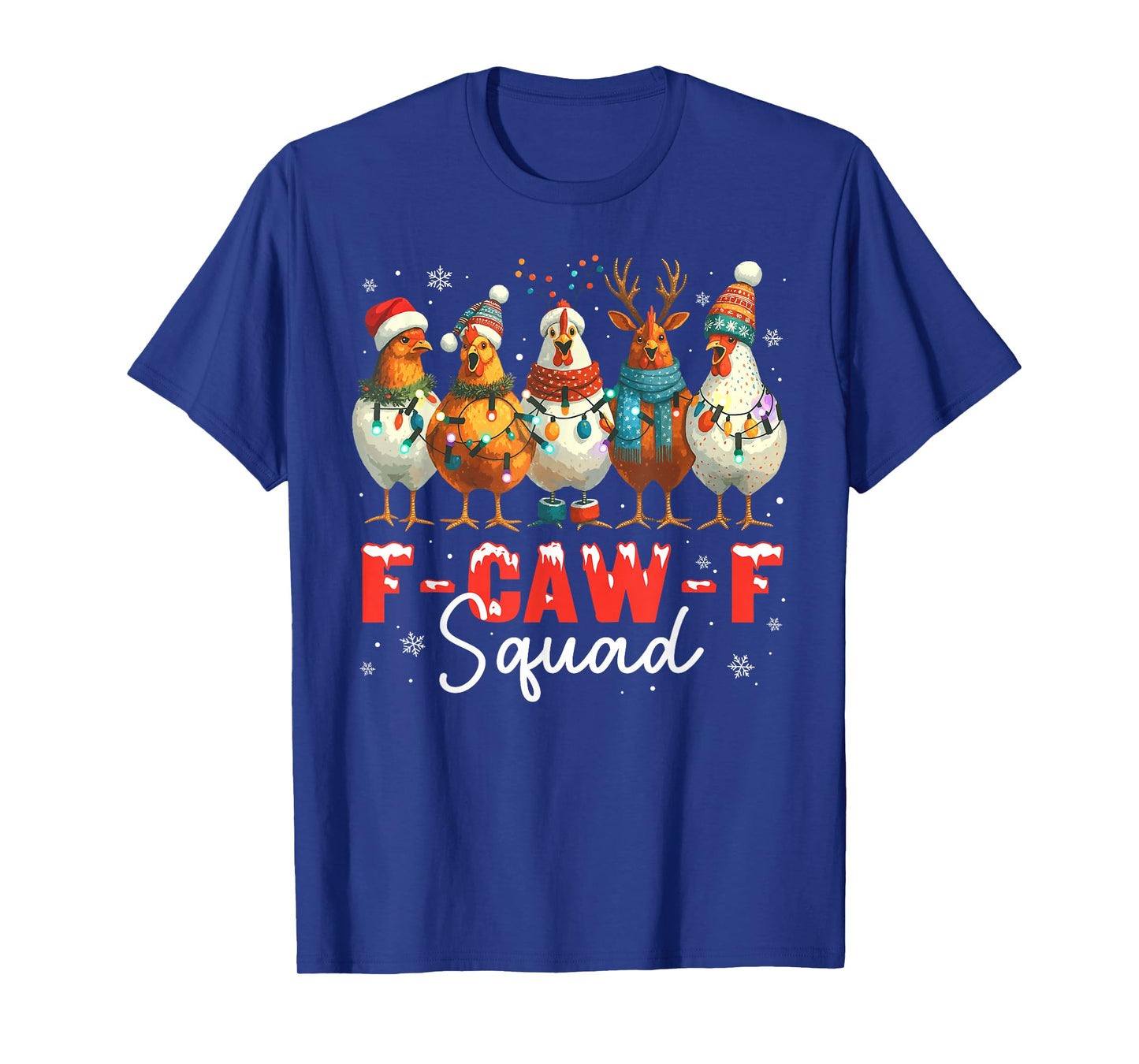 F-Caw-F Squad Chicken Xmas Lights Christmas Pajamas Holiday T-Shirt