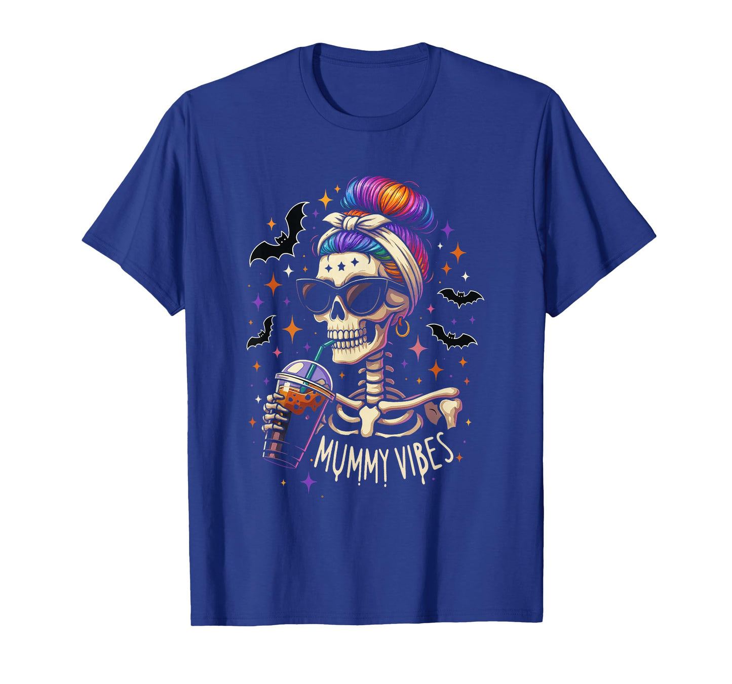 Skeleton Coffee Mom Mummy Vibes Halloween Design T-Shirt