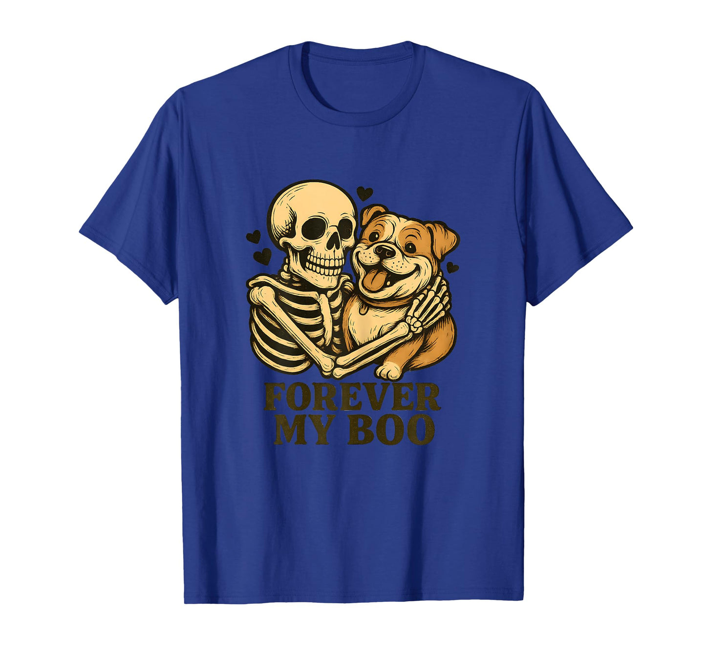 Womens Forever My Boo Skeleton American Bulldog Halloween Couple T-Shirt