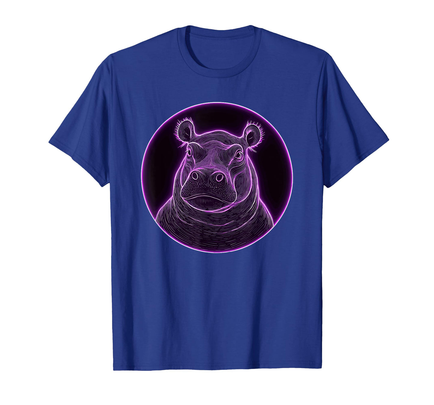 Intricate Hippopotamus Circle Glow Portrait T-Shirt