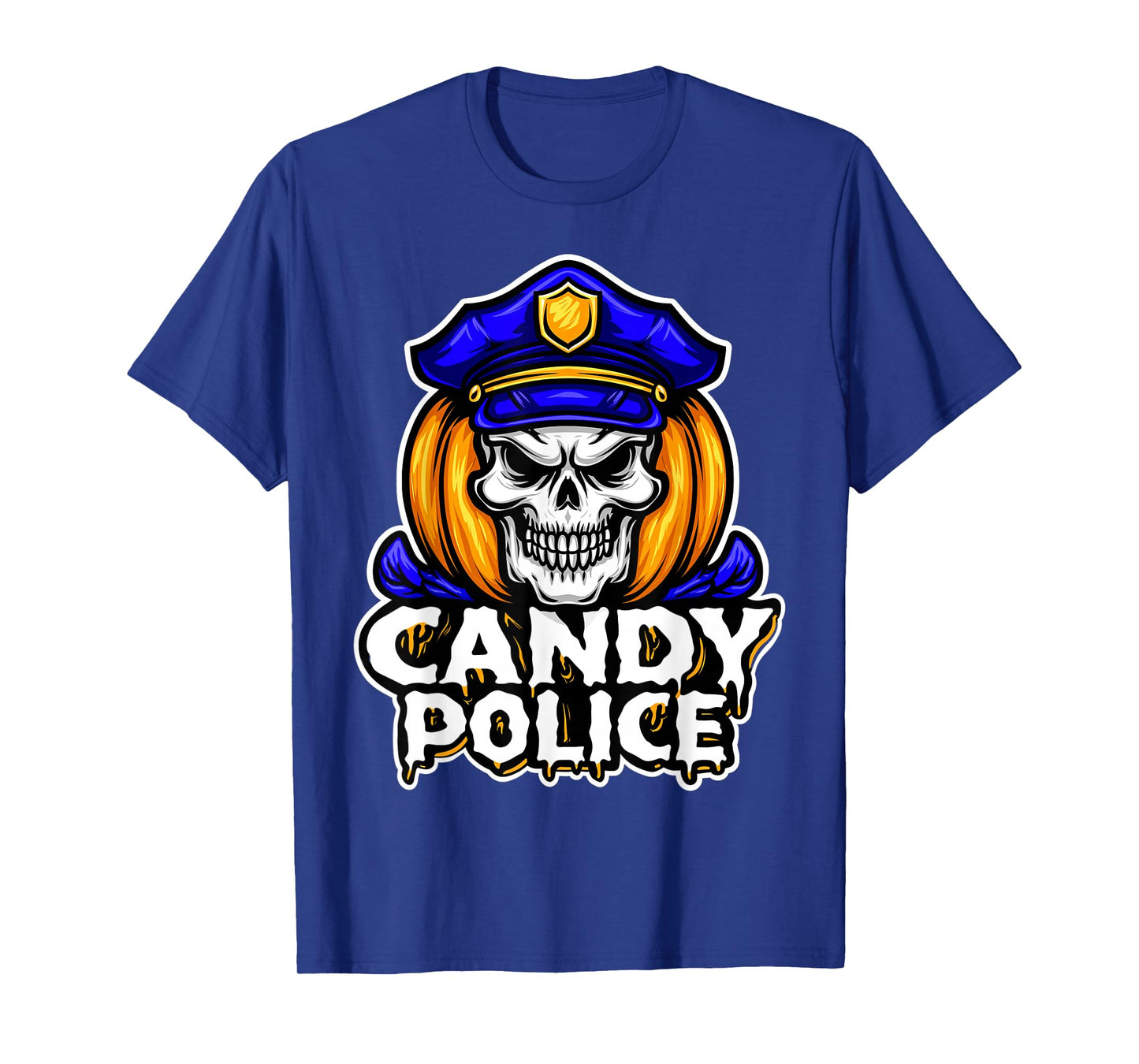 Candy Police Skeleton Funny Scary Security Halloween Costume T-Shirt