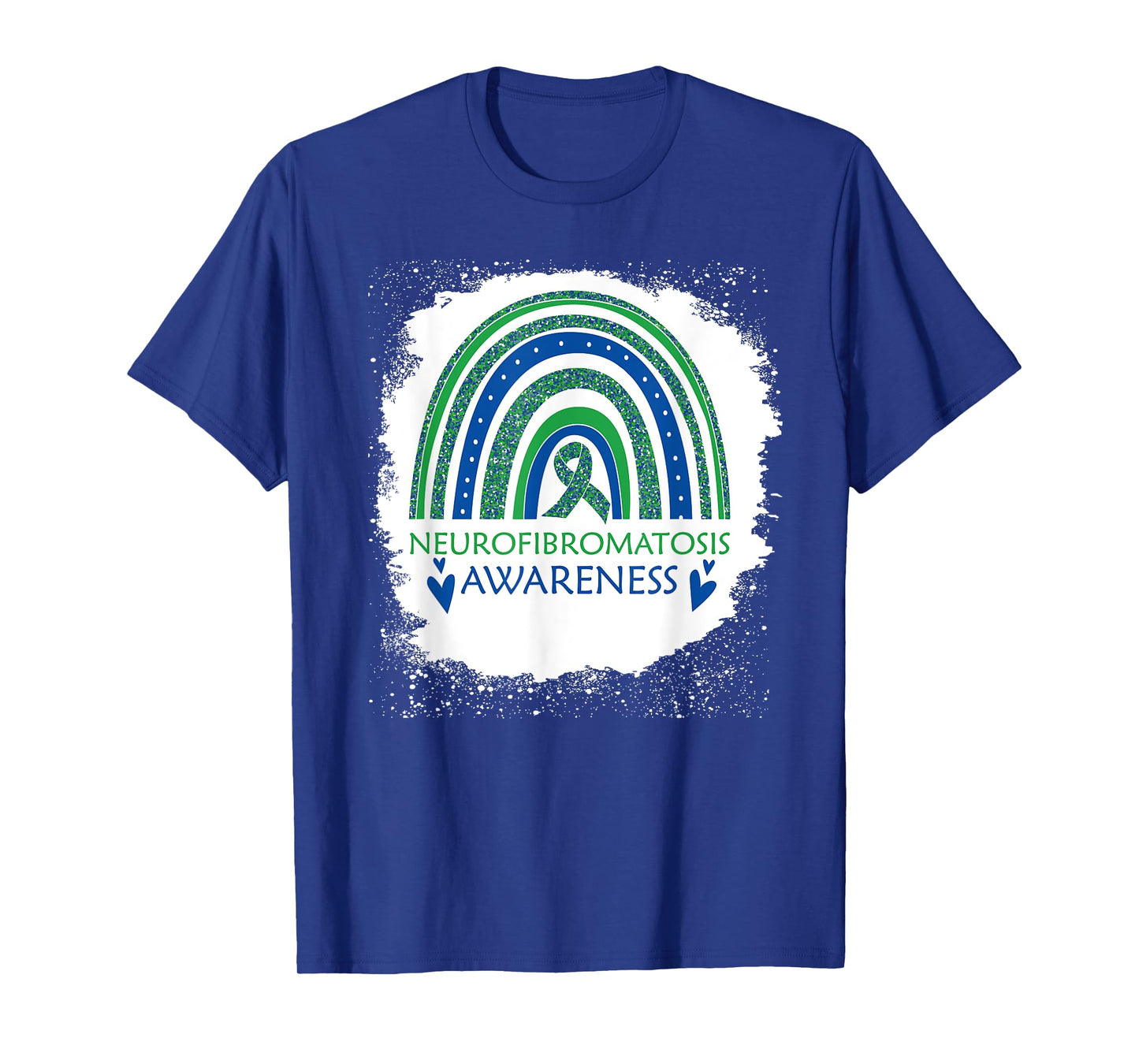 Neurofibromatosis Awareness Bleach Rainbow Blue Green Ribon T-Shirt