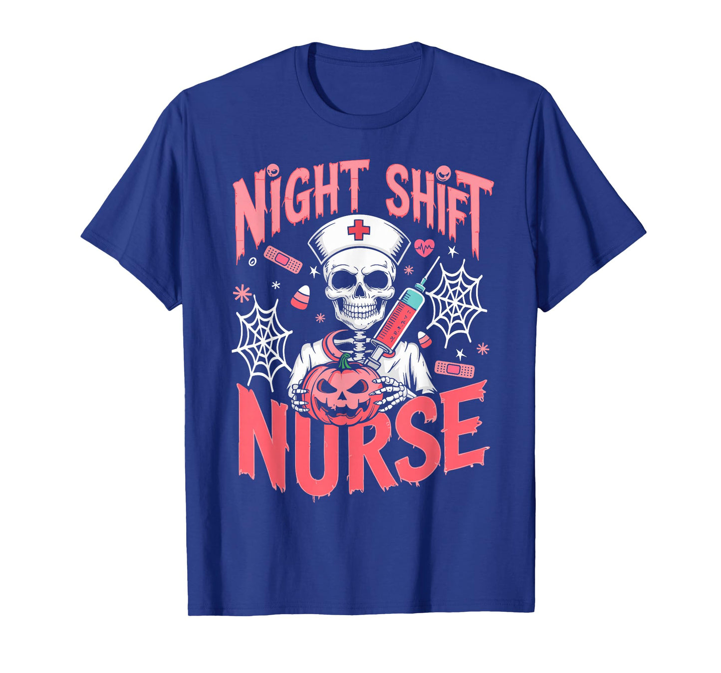 RN ICU Night Shift Nurse Skeleton Halloween Costumes Womens T-Shirt