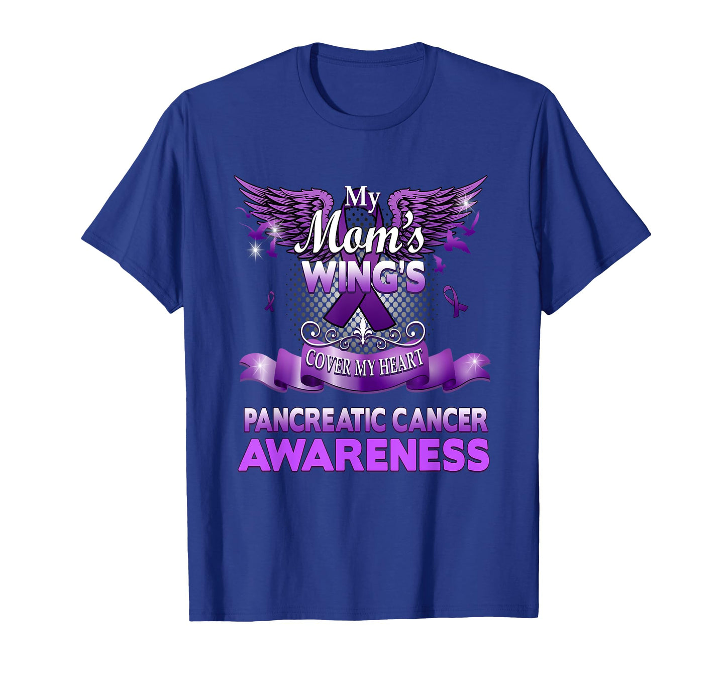 My Mom's Wings Cover My Heart Pancreatic Cancer Awareness T-Shirt