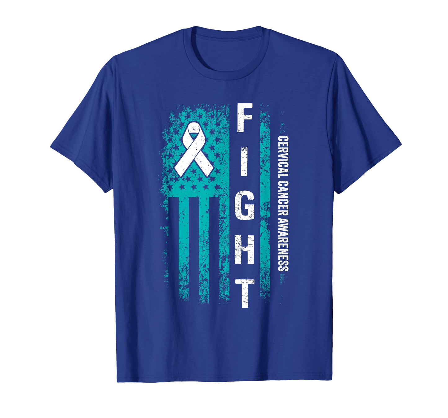 Fight Cervical American Flag Cervical Cancer Awareness T-Shirt