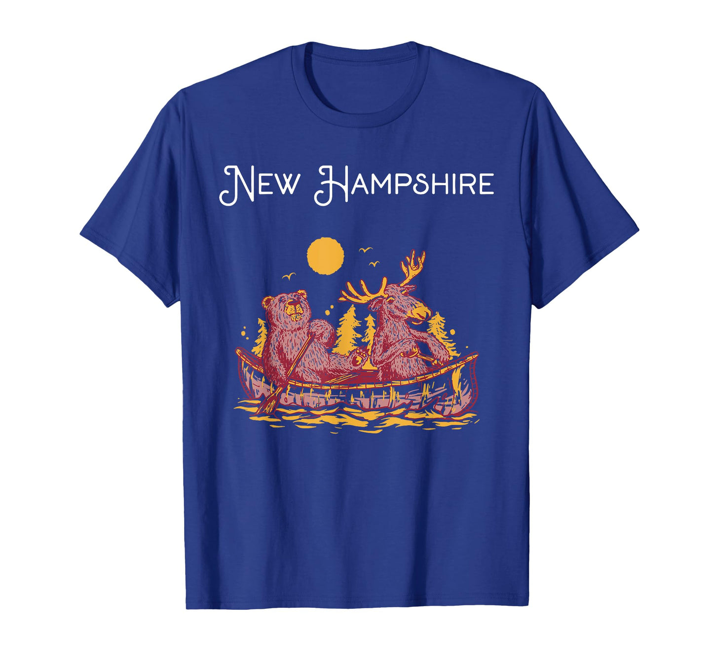 New Hampshire Shirt Funny Canoe Moose Elk Bear Lake Canoeing T-Shirt