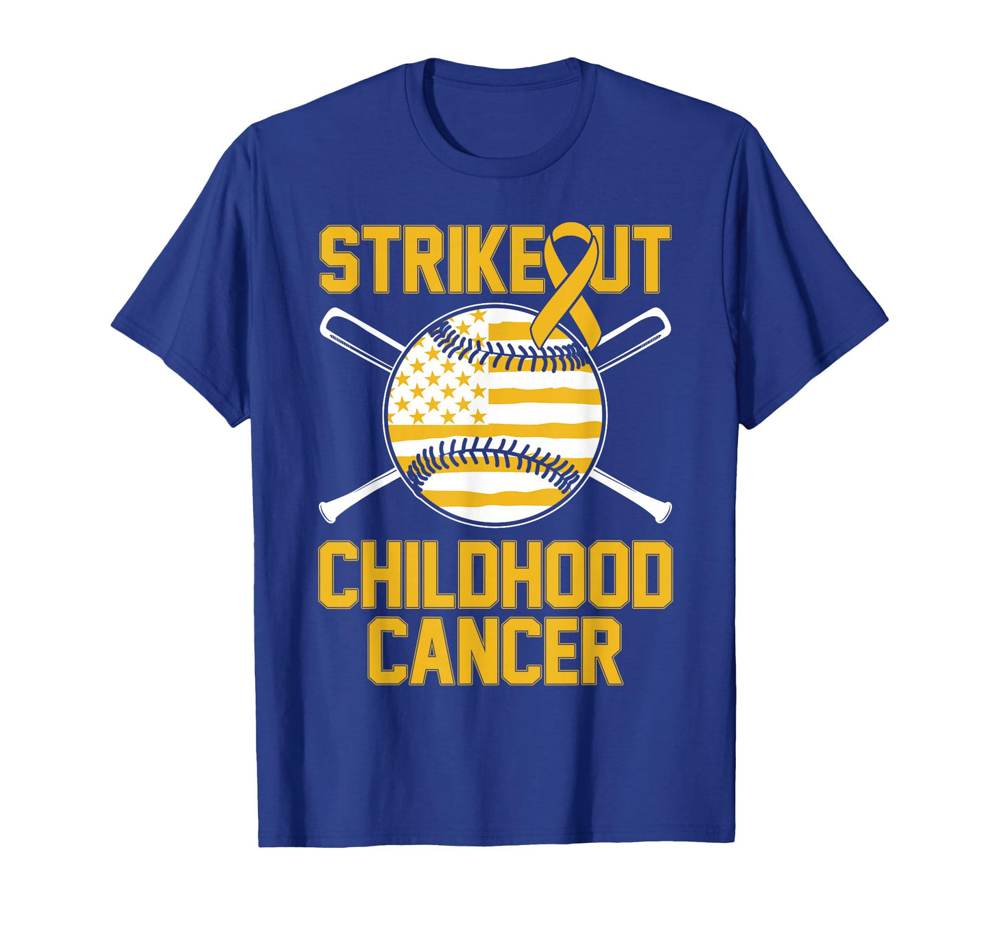 Strikeout Childhood Cancer Baseball American Flag T-Shirt