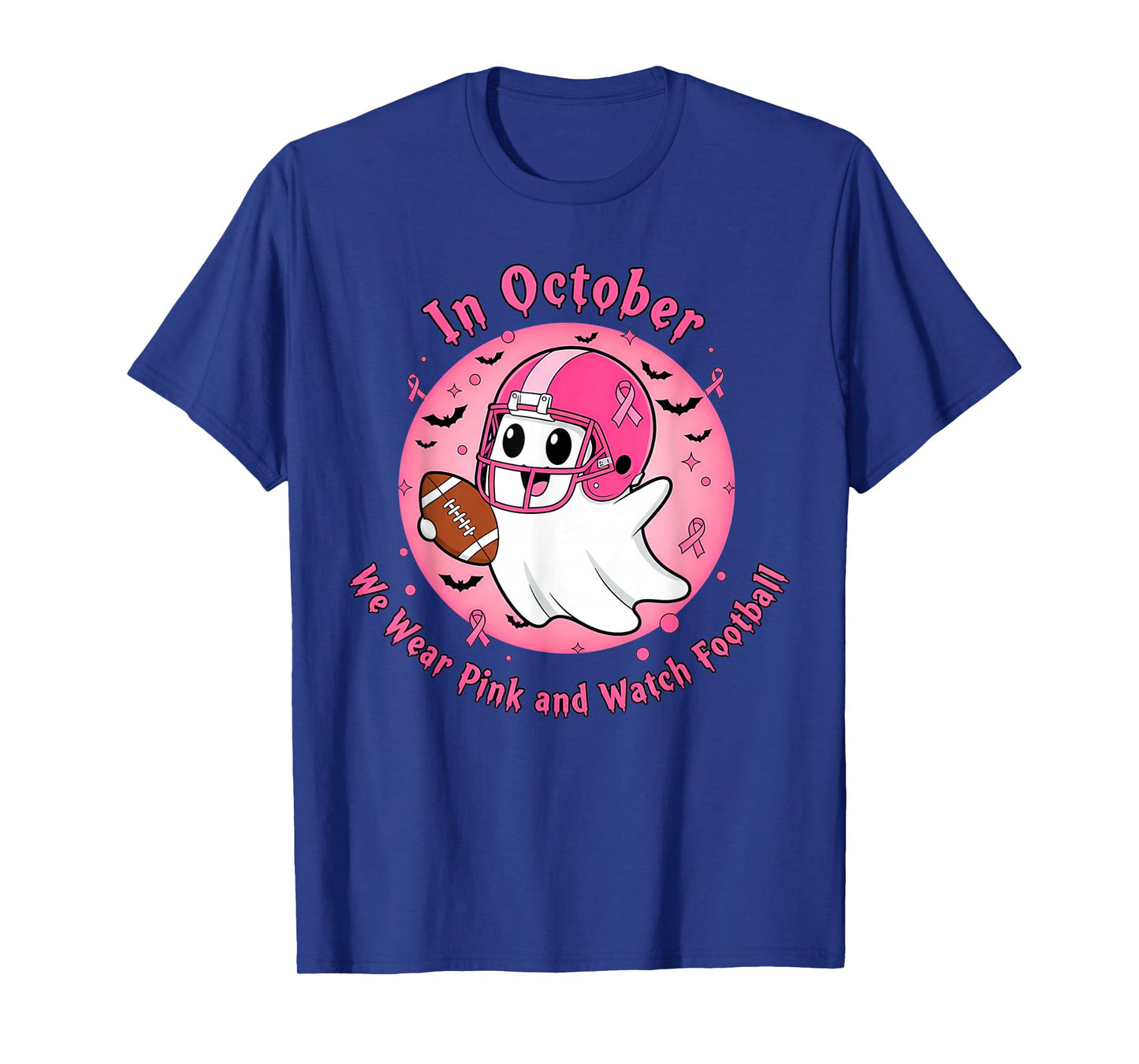 in October We Wear Pink Football Breast Cancer Awareness Men T-Shirt