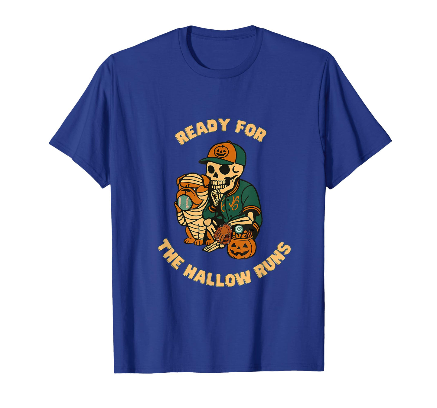 Halloween Baseball Skeleton & Mummy Bulldog:Spooky Sport Tee T-Shirt