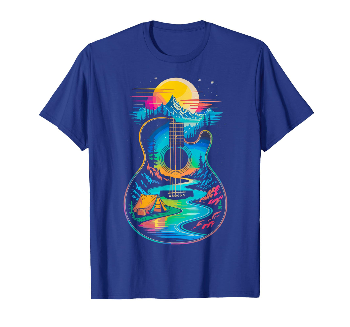 Guitar Lake Reflections Camp Guitar Musician T-Shirt