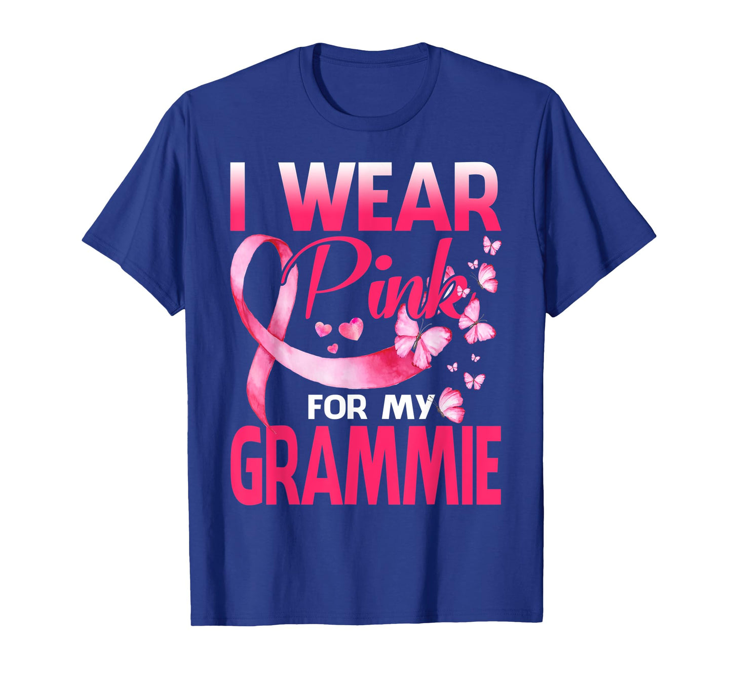I Wear Pink For My Grammie Breast Cancer Awareness Butterfly T-Shirt