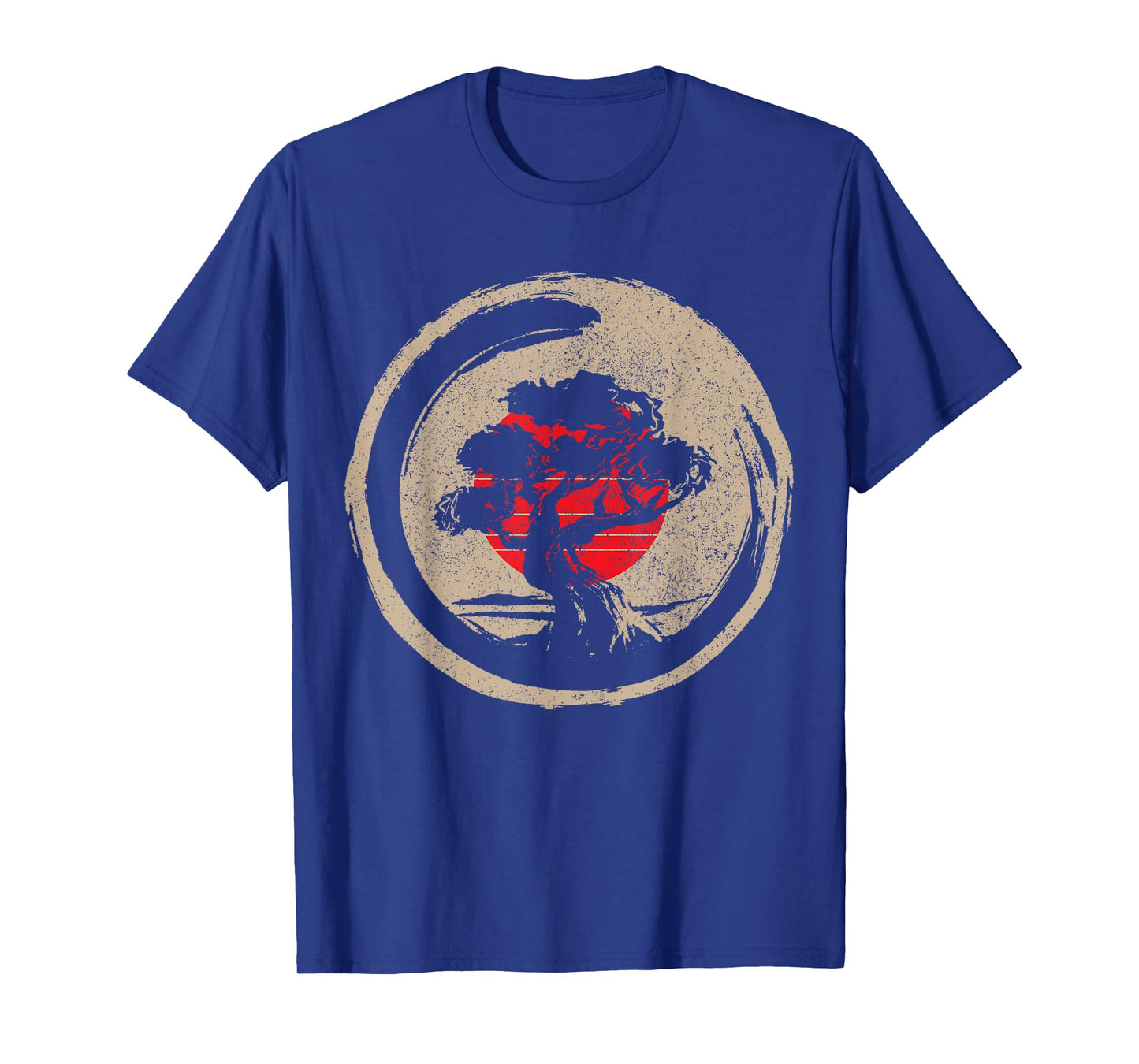 Bonsai Tree Japanese Flag Zen Vintage Gift T-Shirt