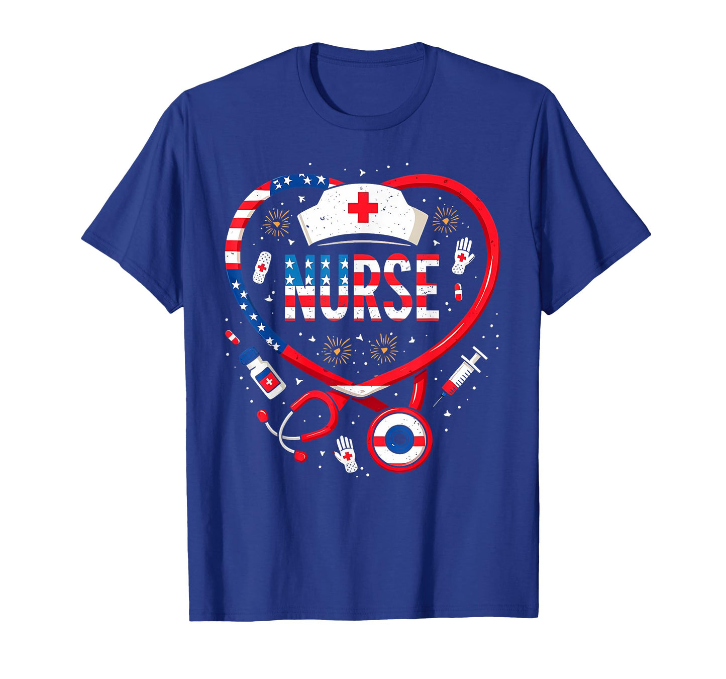 Patriotic Flag Heart Pride American Nurse 4th of July T-Shirt