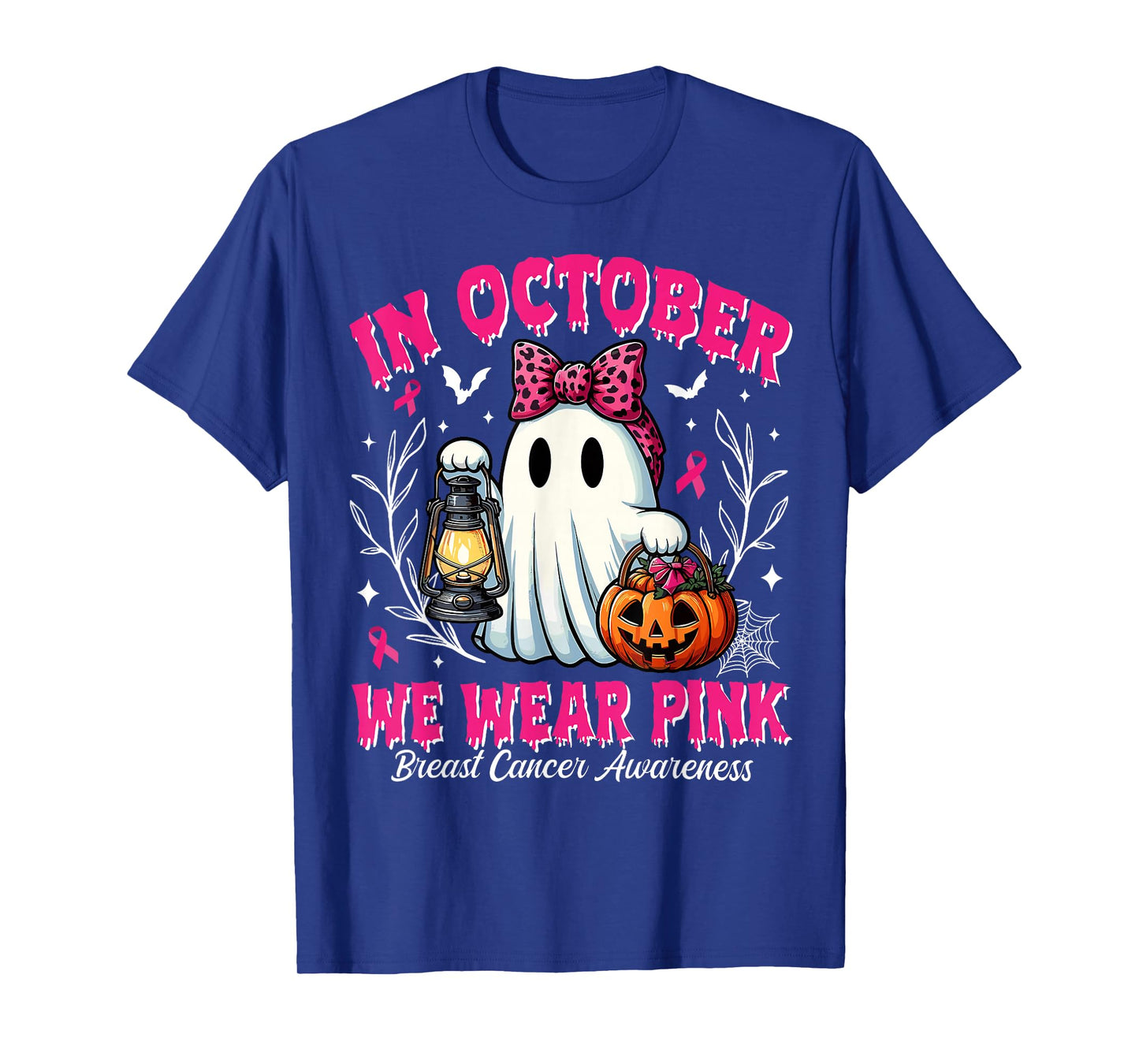 In October We Wear Pink Breast Cancer Awareness Halloween T-Shirt