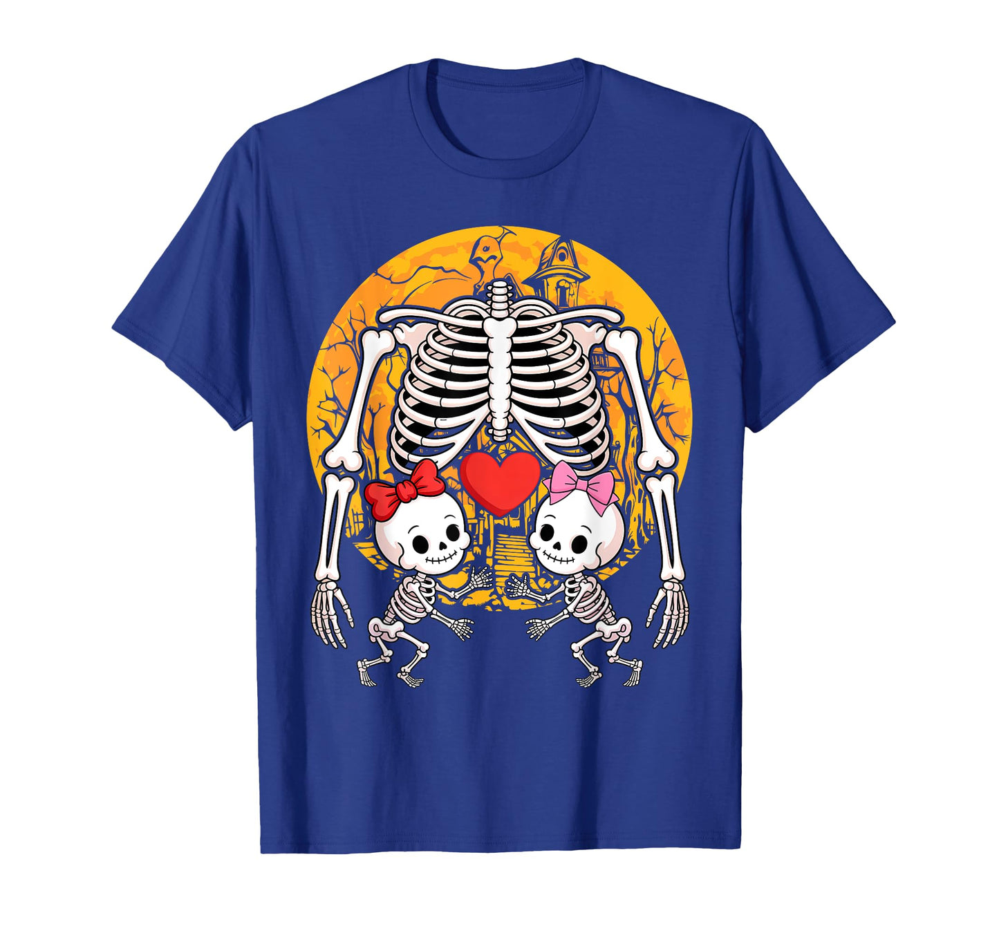 Skeleton Pregnancy Girl Twins X-Ray Pregnant Halloween T-Shirt