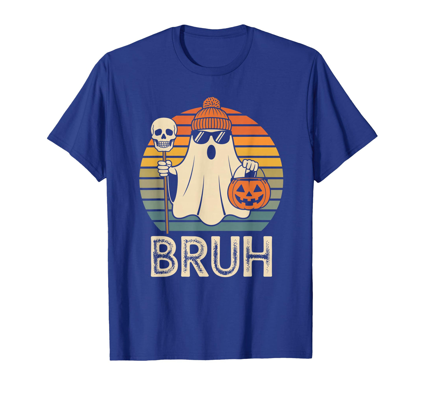 Funny Ghost Saying Bruh Halloween Meme Humor Women Men T-Shirt