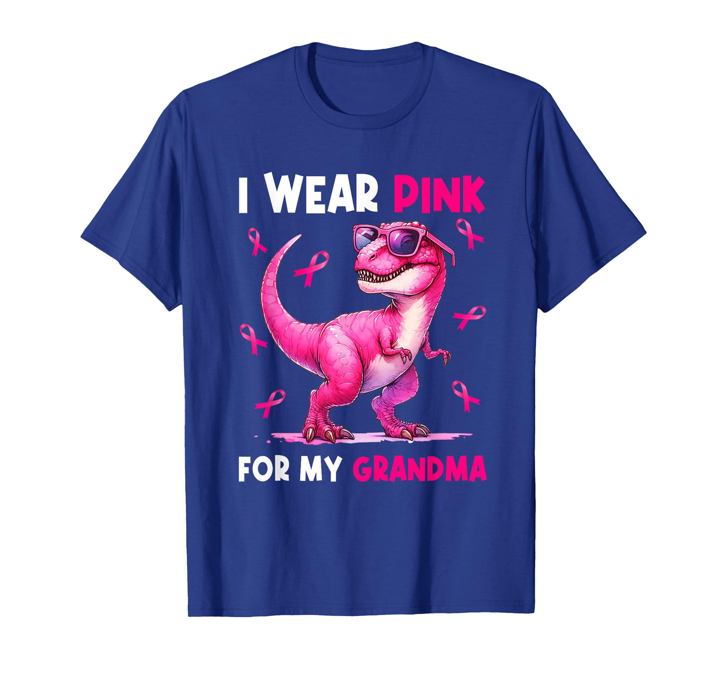 I Wear Pink For My Grandma T Rex Dinosaur Breast Cancer T-Shirt
