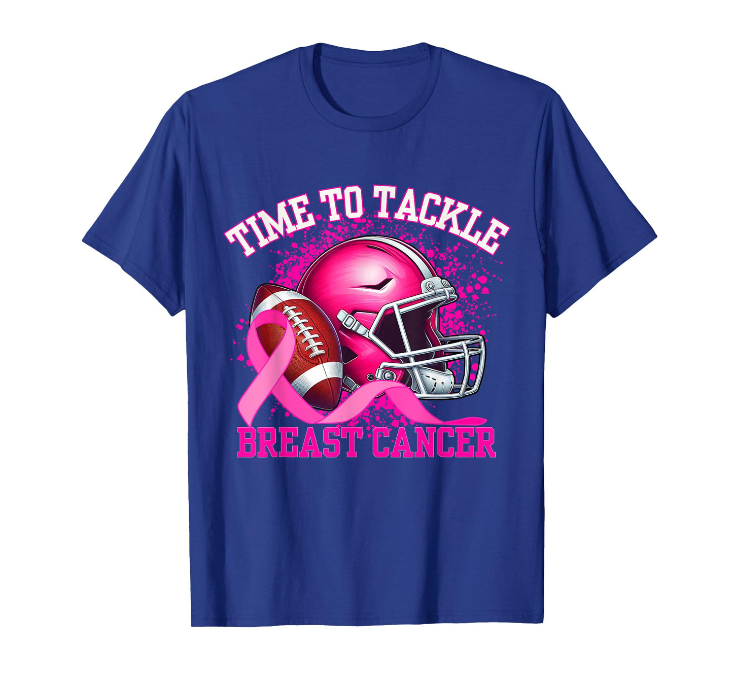 Time To Tackle Breast Cancer Pink Ribbon Football Women Girl T-Shirt