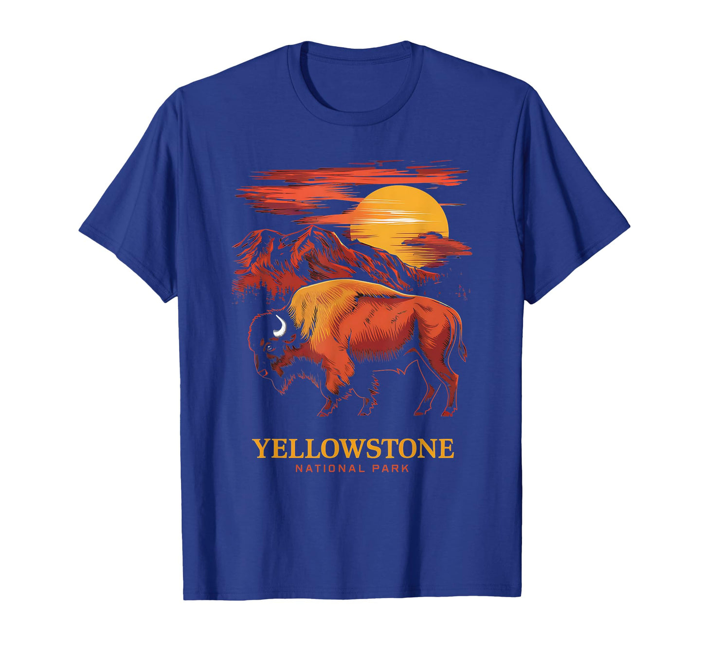 Yellowstone National Park Sun Bison Graphic T-Shirt