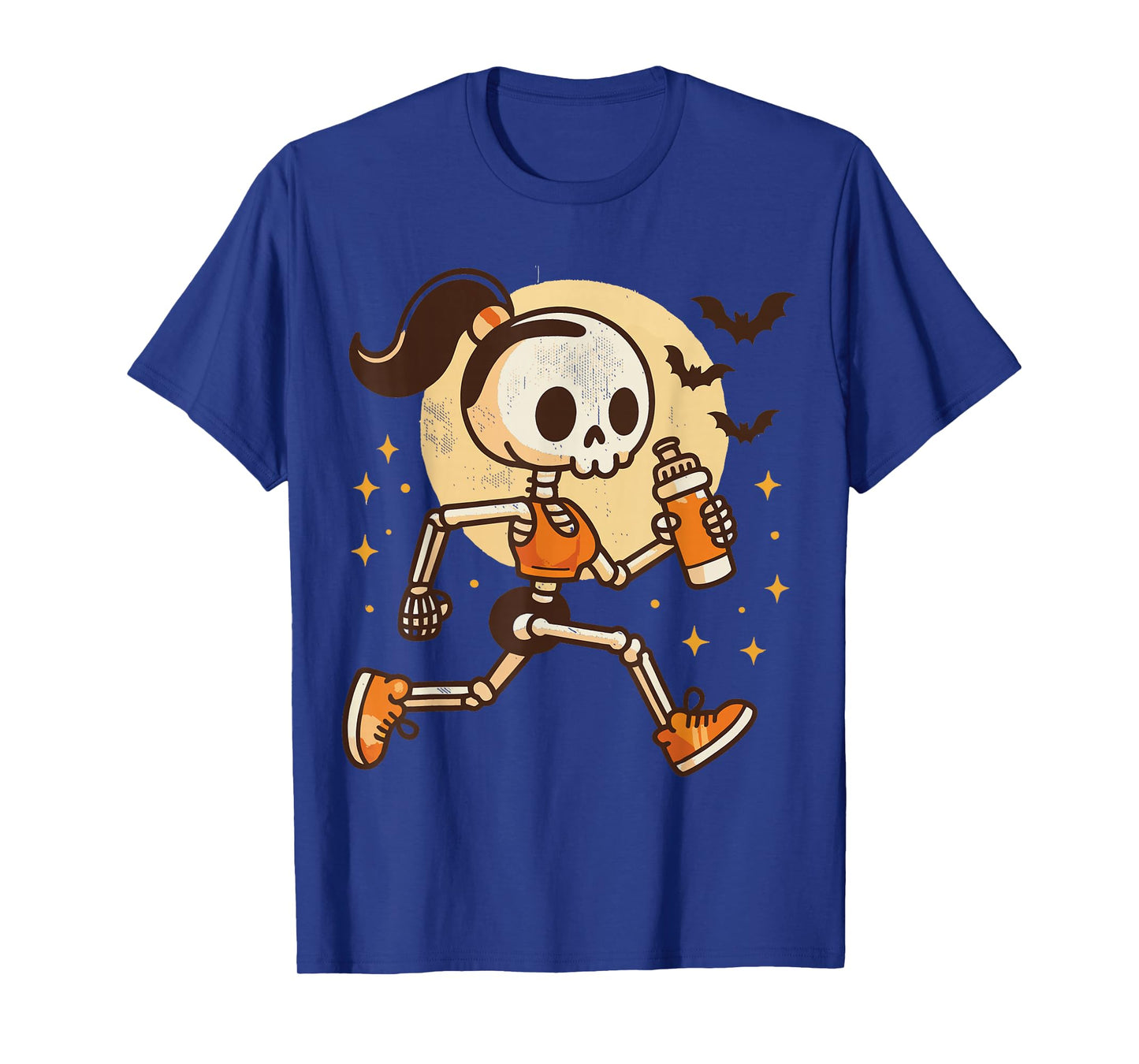 Running Skeleton Girl Funny Halloween Costume T-Shirt