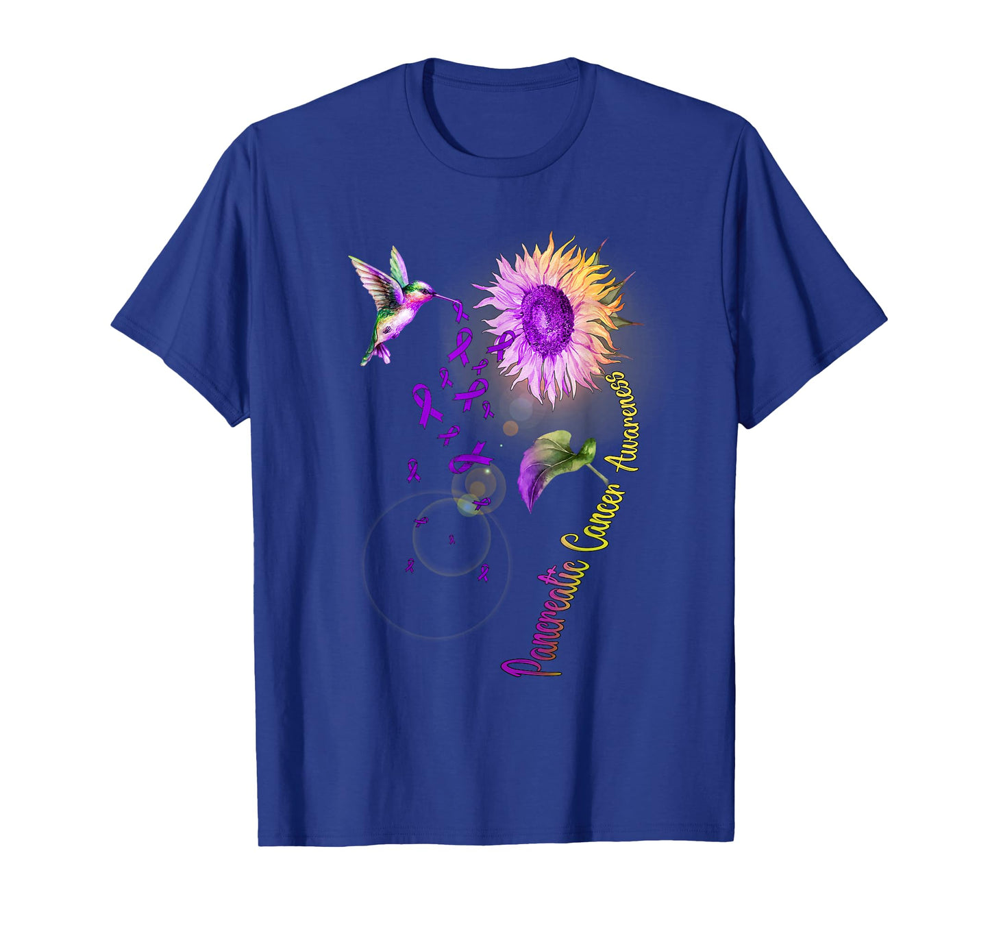 Pancreatic Cancer Sunflower Hummingbird T-Shirt