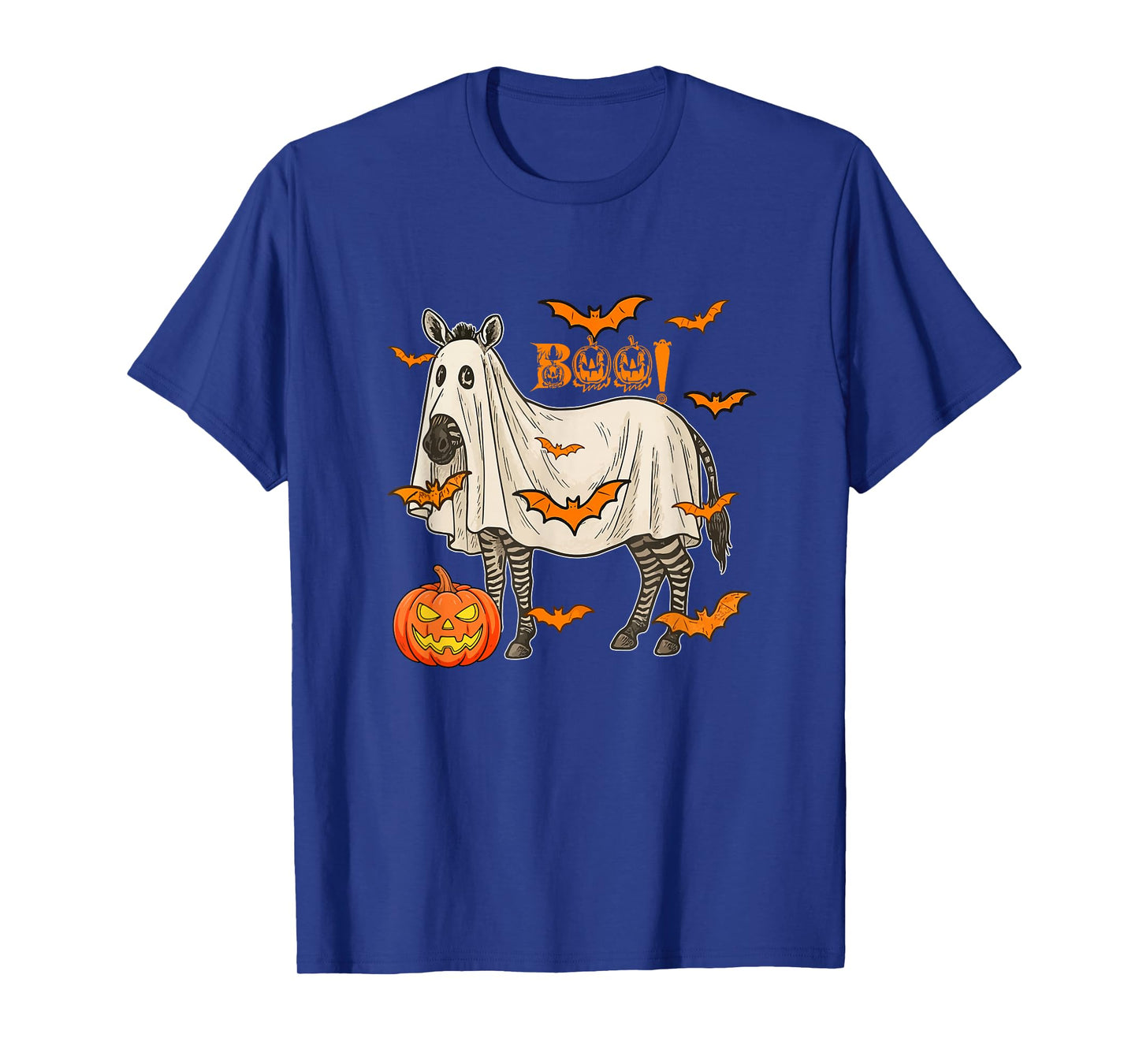 Boo Halloween Zebra Cosplay Ghost Costume Animal Lover T-Shirt