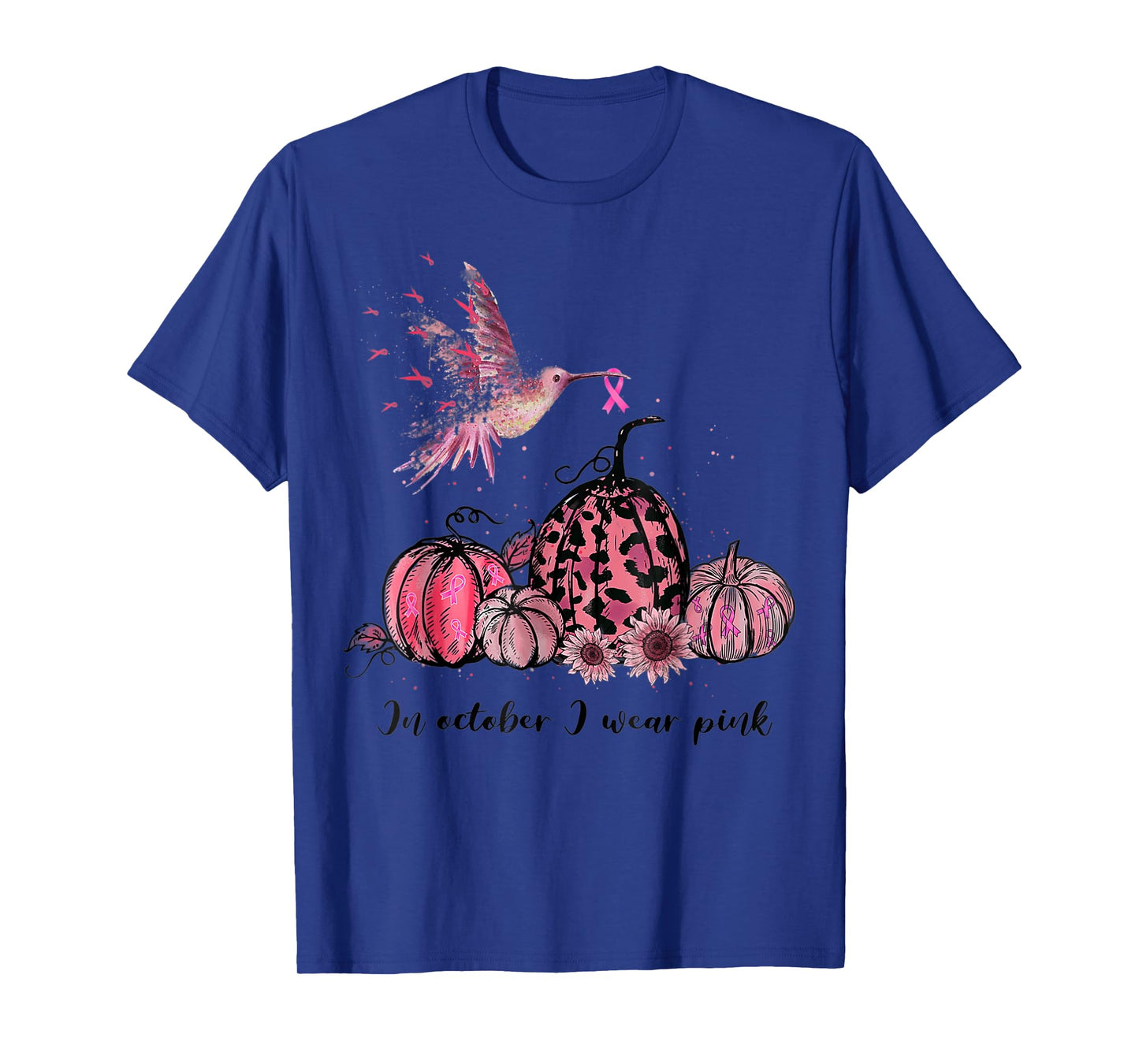 In October We Wear Pink Hummingbird Breast Cancer Awareness T-Shirt
