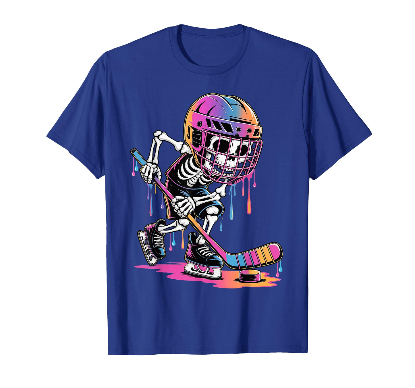 Skeleton Ice Hockey Drip Youth Boys Kids Dripping Hockey T-Shirt