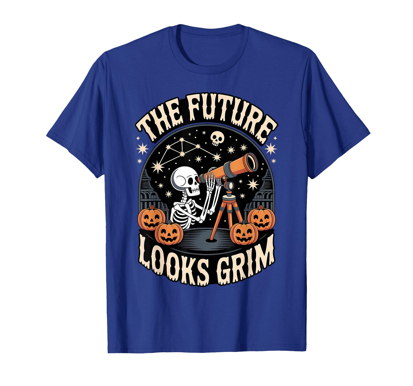 Skeleton Astronomer Halloween Funny Spooky Stargazing T-Shirt