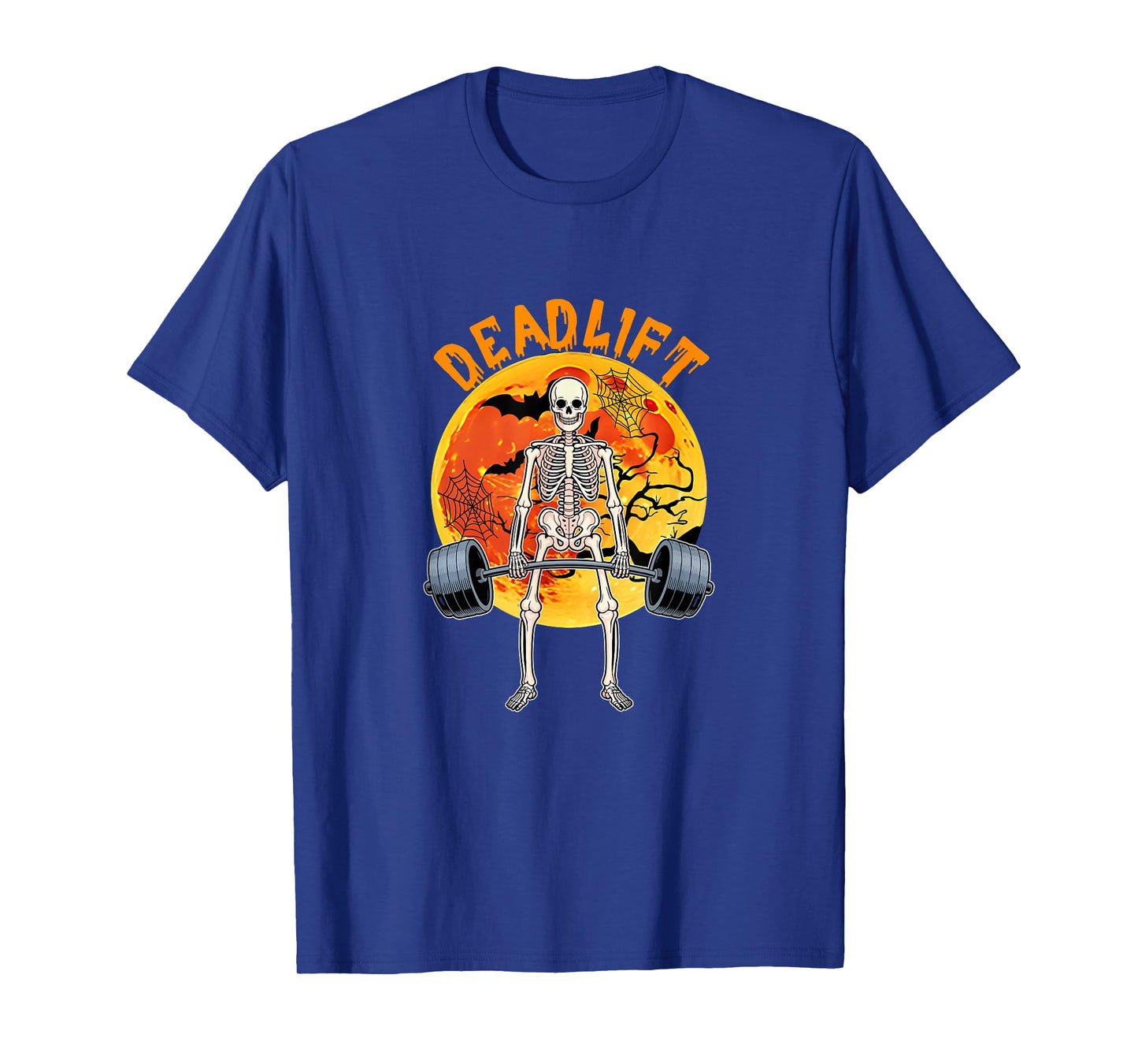 Deadlift Halloween Moon Horror Skeleton Weightlifting Gym T-Shirt