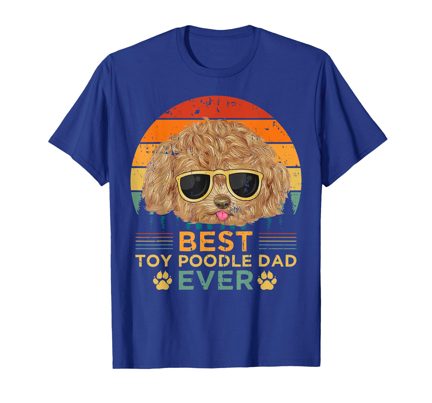 Mens Retro Vintage Sunset Best Toy Poodle Dad Father's Day T-Shirt