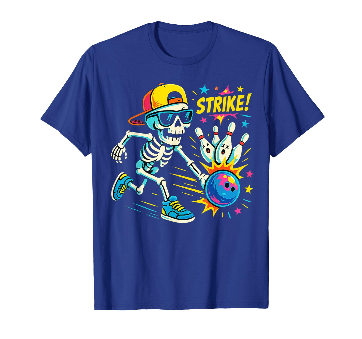 Spooky Skeleton Bowling Strike for Halloween Fun Boys Kids T-Shirt