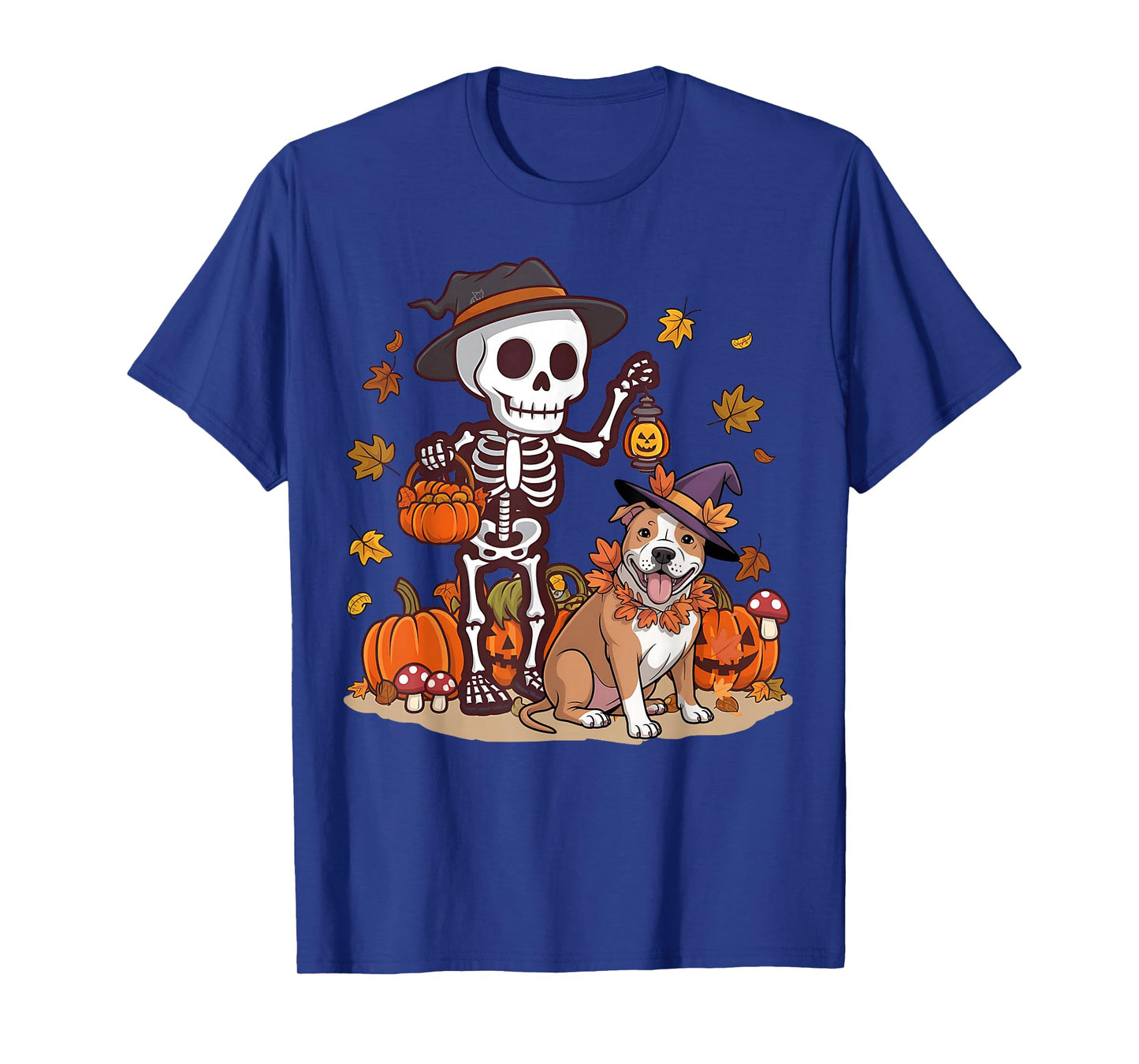 Funny Pitbull Skeleton Spooky Dog Lover Men Women Halloween T-Shirt
