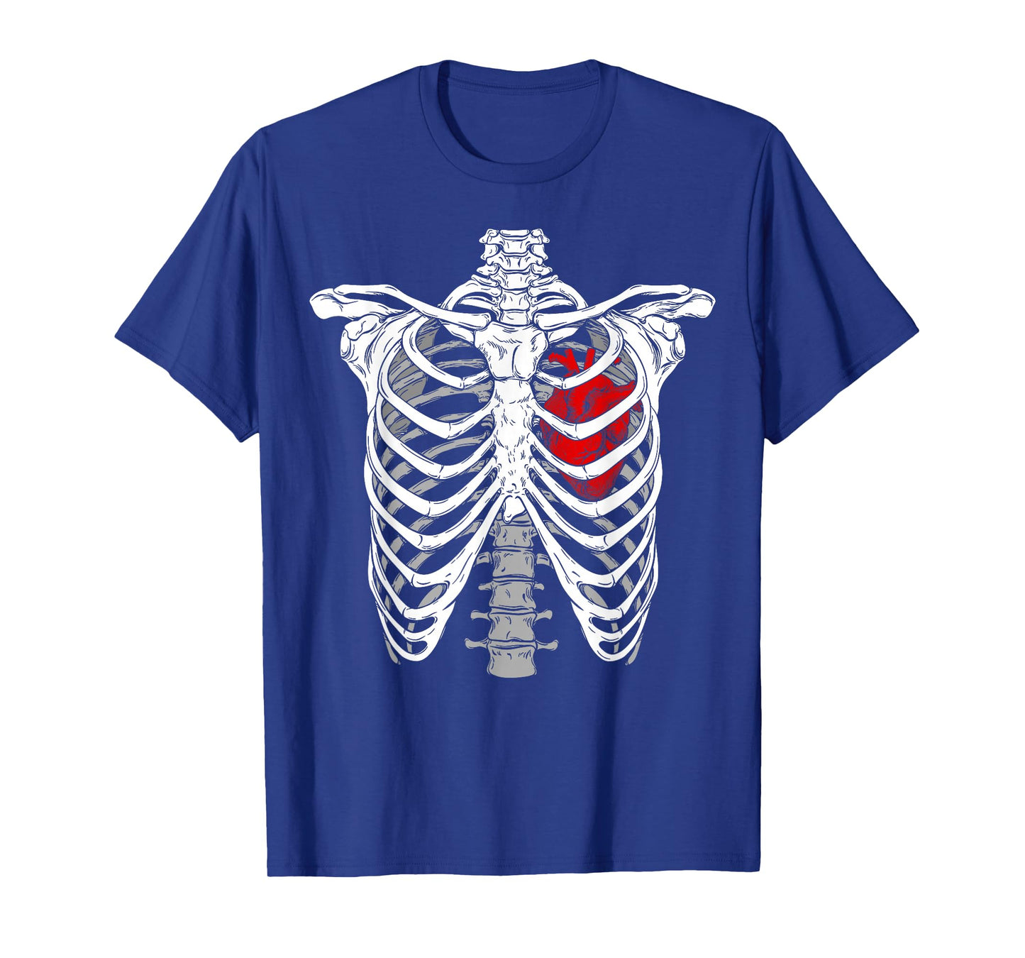Skeleton Rib Cage Red Heart Anatomy Halloween T-Shirt