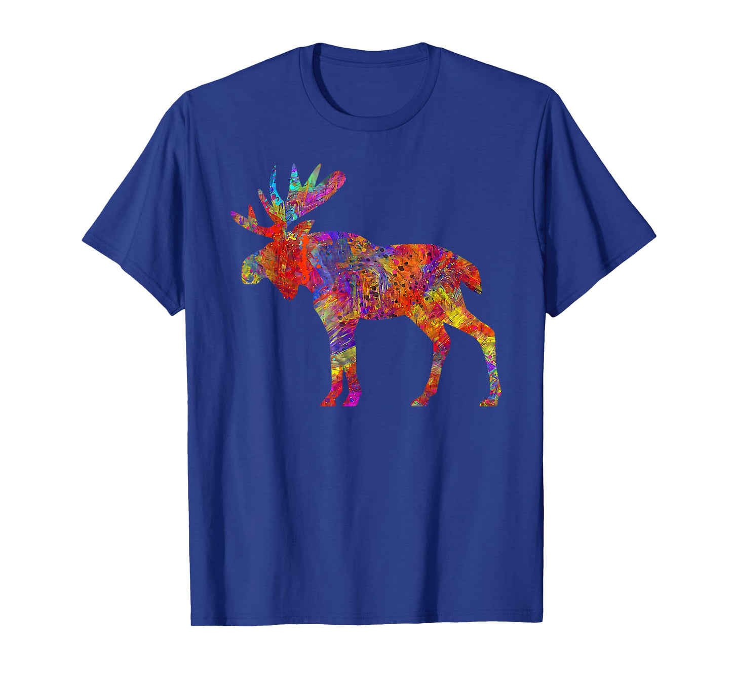 Colorful Canadian Moose Abstract Paint Wildlife T-Shirt
