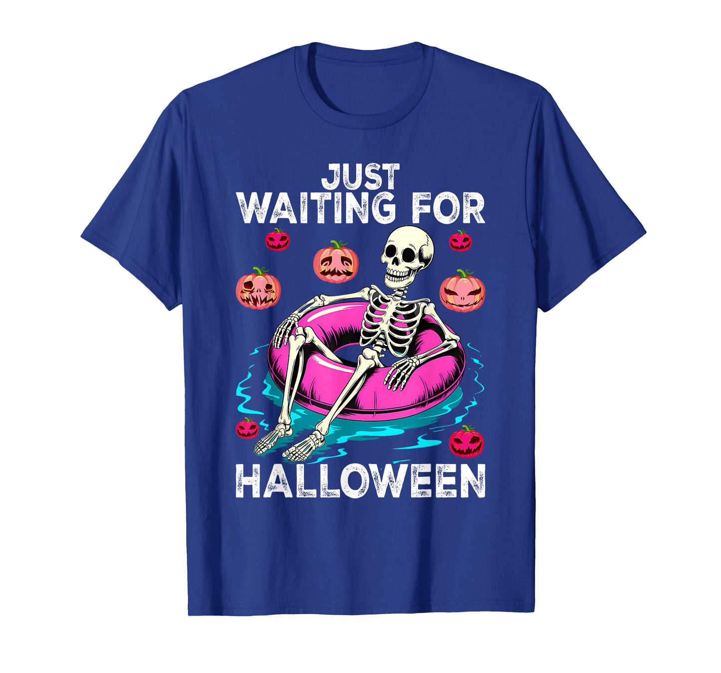 Funny Summer Skeleton Just Waiting for Halloween Summerween T-Shirt