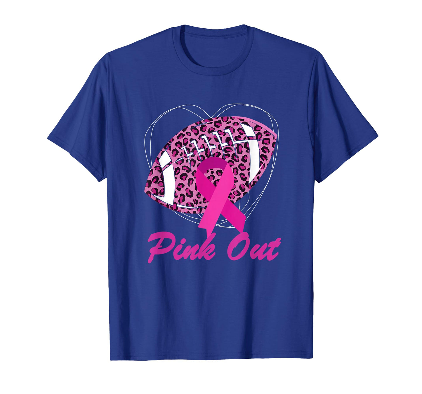 Breast Cancer Ribbon Pink Out Football Pink Ribbon Leopard T-Shirt